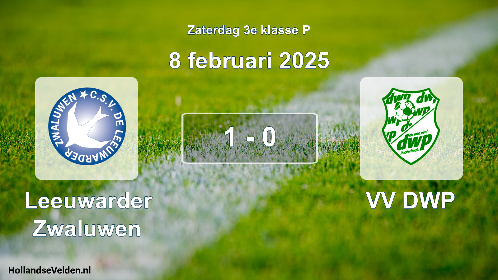 Total number of matches played: Leeuwarder Zwaluwen - VV DWP 1 - 0 (8 February 2025)