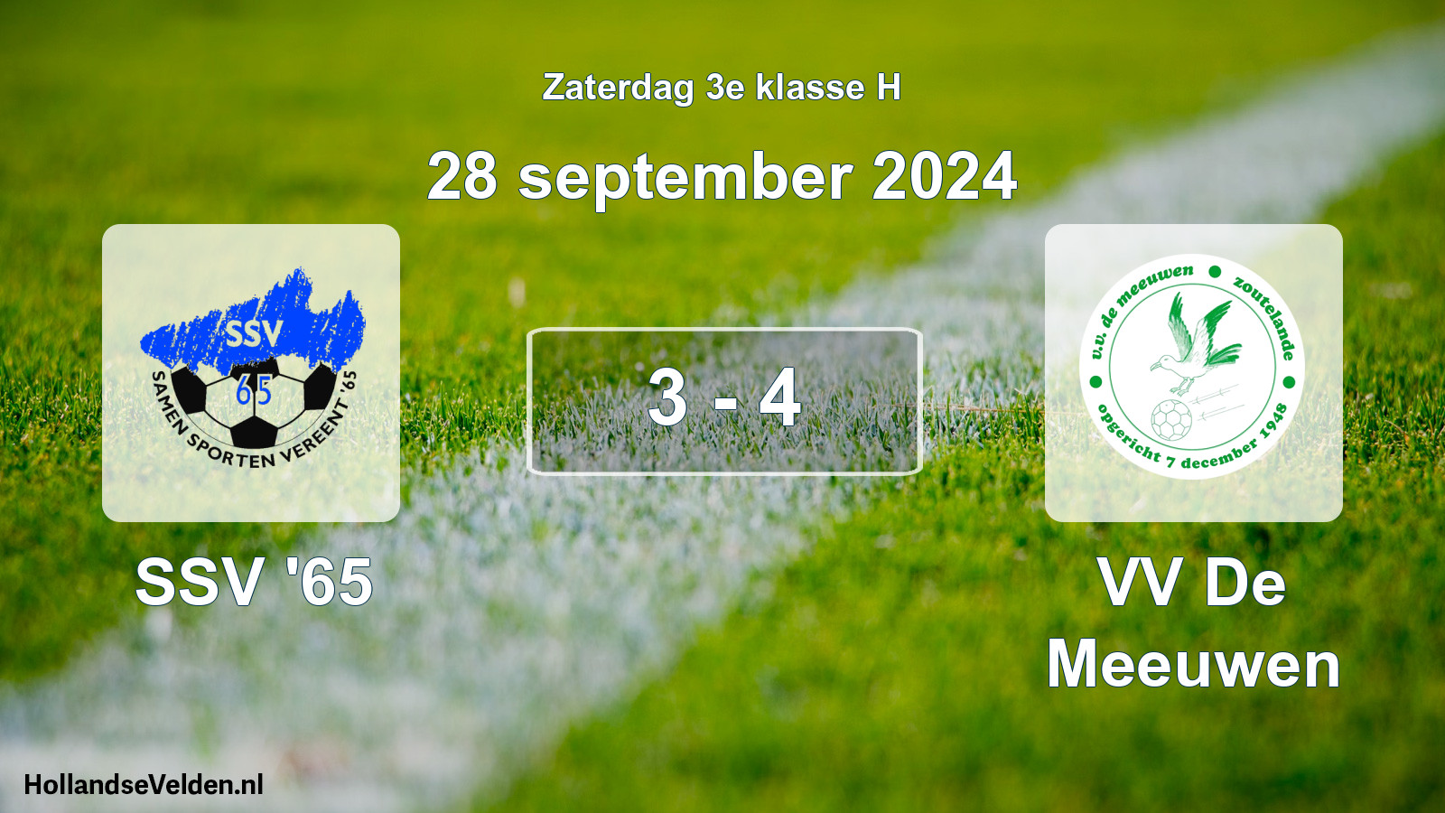 Total number of matches played: SSV '65 - VV De Meeuwen 3 - 4 (28 September 2024)