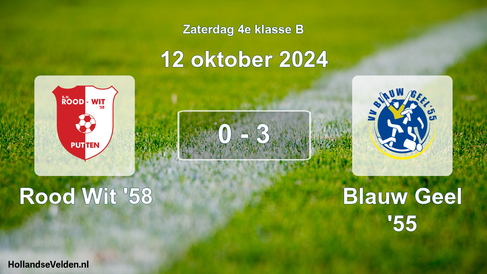 Total number of matches played: Rood Wit '58 - Blauw Geel '55 0 - 3 (12 October 2024)
