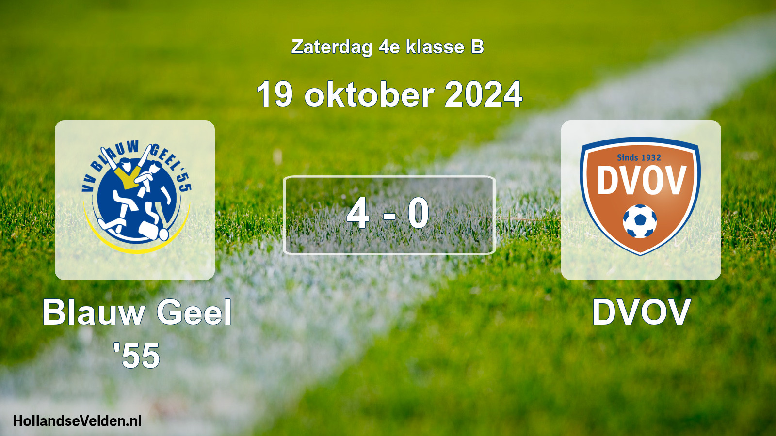 Total number of matches played: Blauw Geel '55 - DVOV 4 - 0 (19 October 2024)