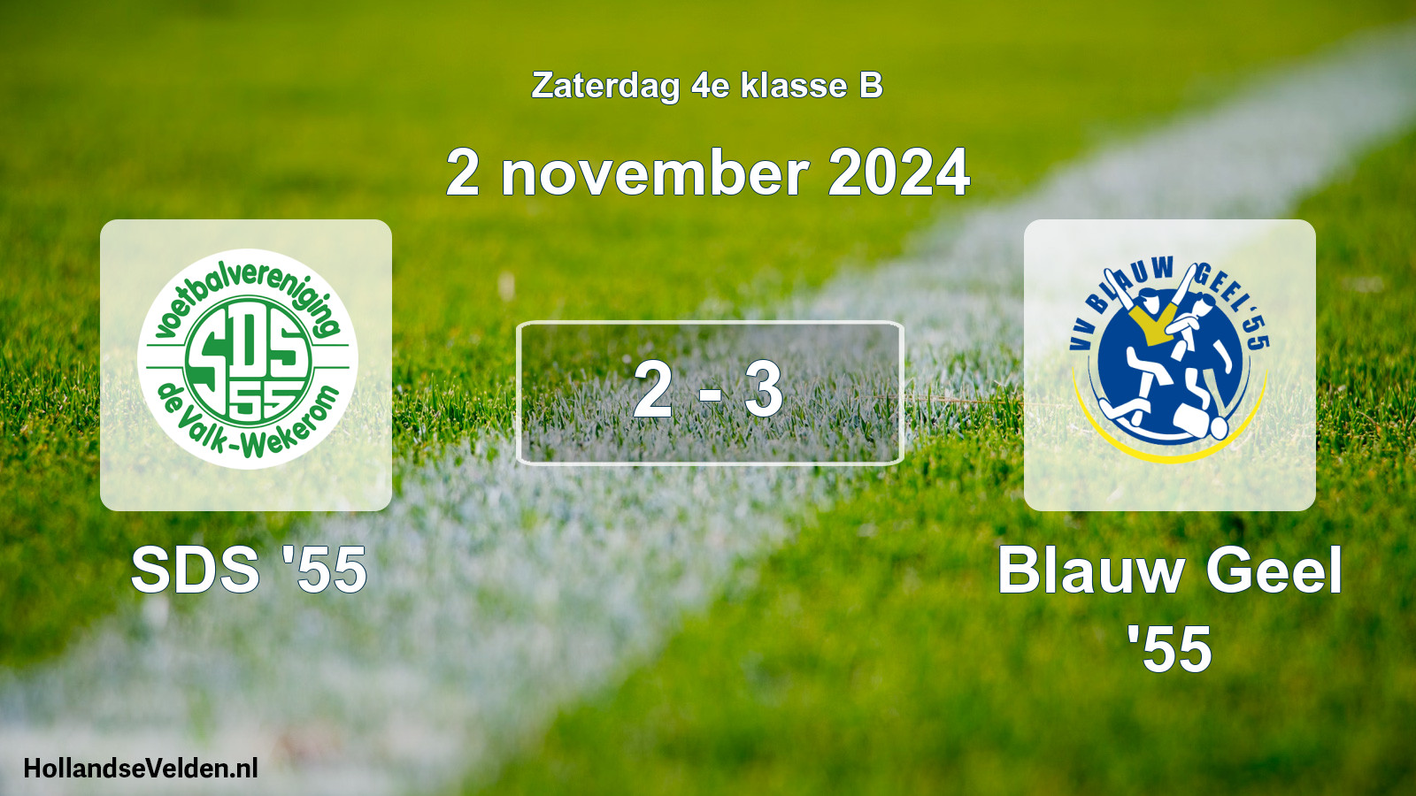Total number of matches played: SDS '55 - Blauw Geel '55 2 - 3 (2 November 2024)