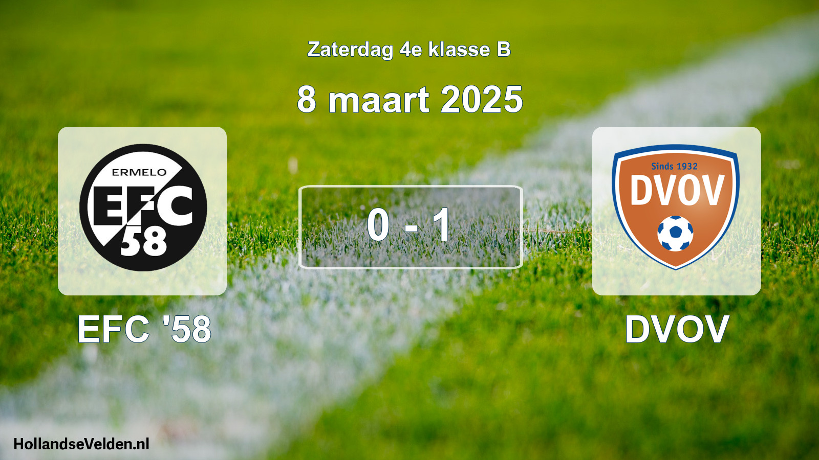 Total number of matches played: EFC '58 - DVOV 0 - 1 (8 March 2025)