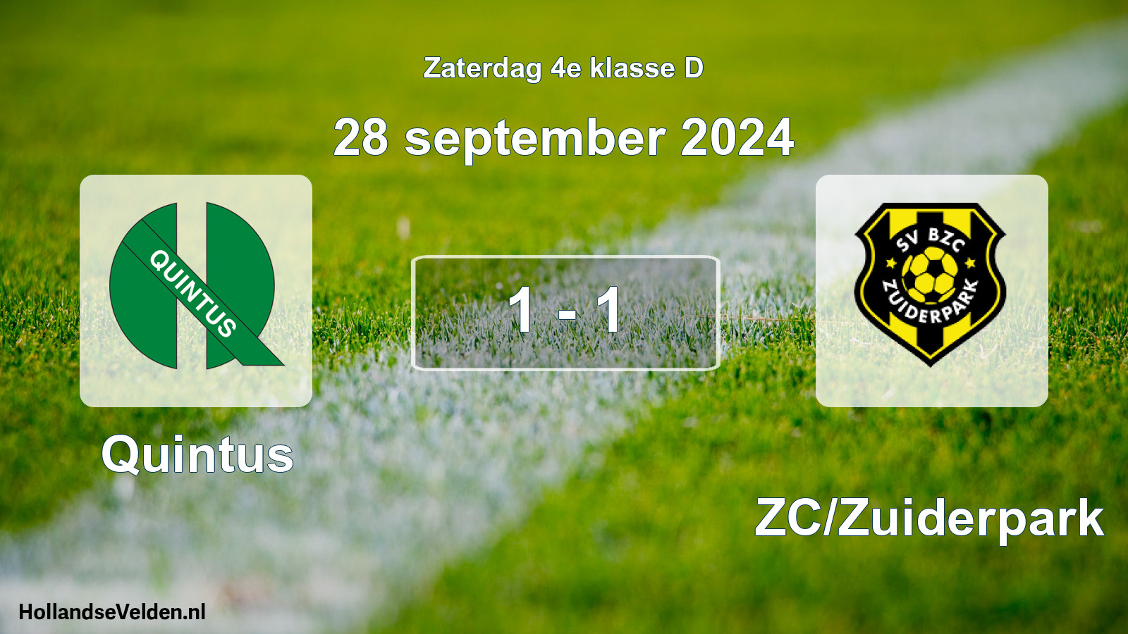 Total number of matches played: Quintus - BZC/Zuiderpark 1 - 1 (28 September 2024)
