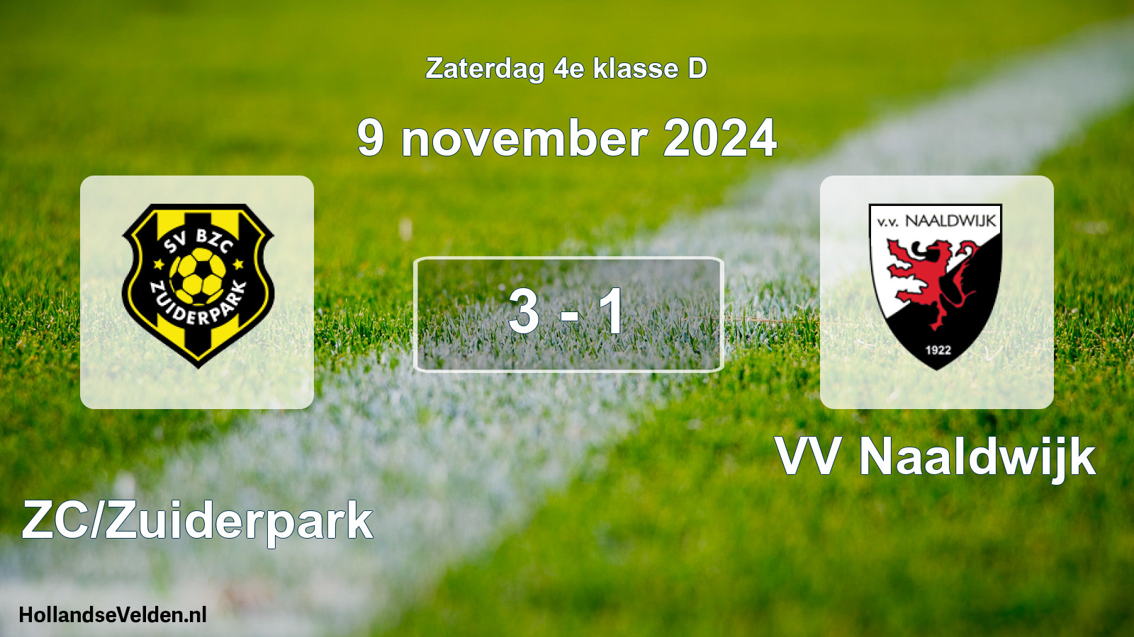 Total number of matches played: BZC/Zuiderpark - VV Naaldwijk 3 - 1 (9 November 2024)