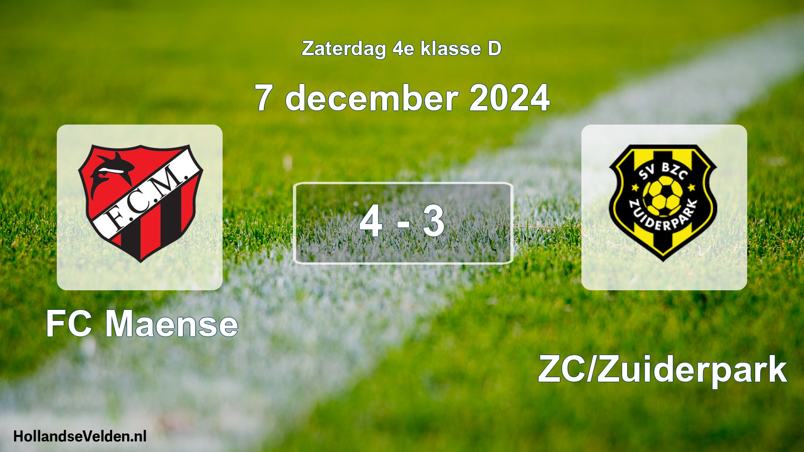 Total number of matches played: FC Maense - BZC/Zuiderpark 4 - 3 (7 December 2024)