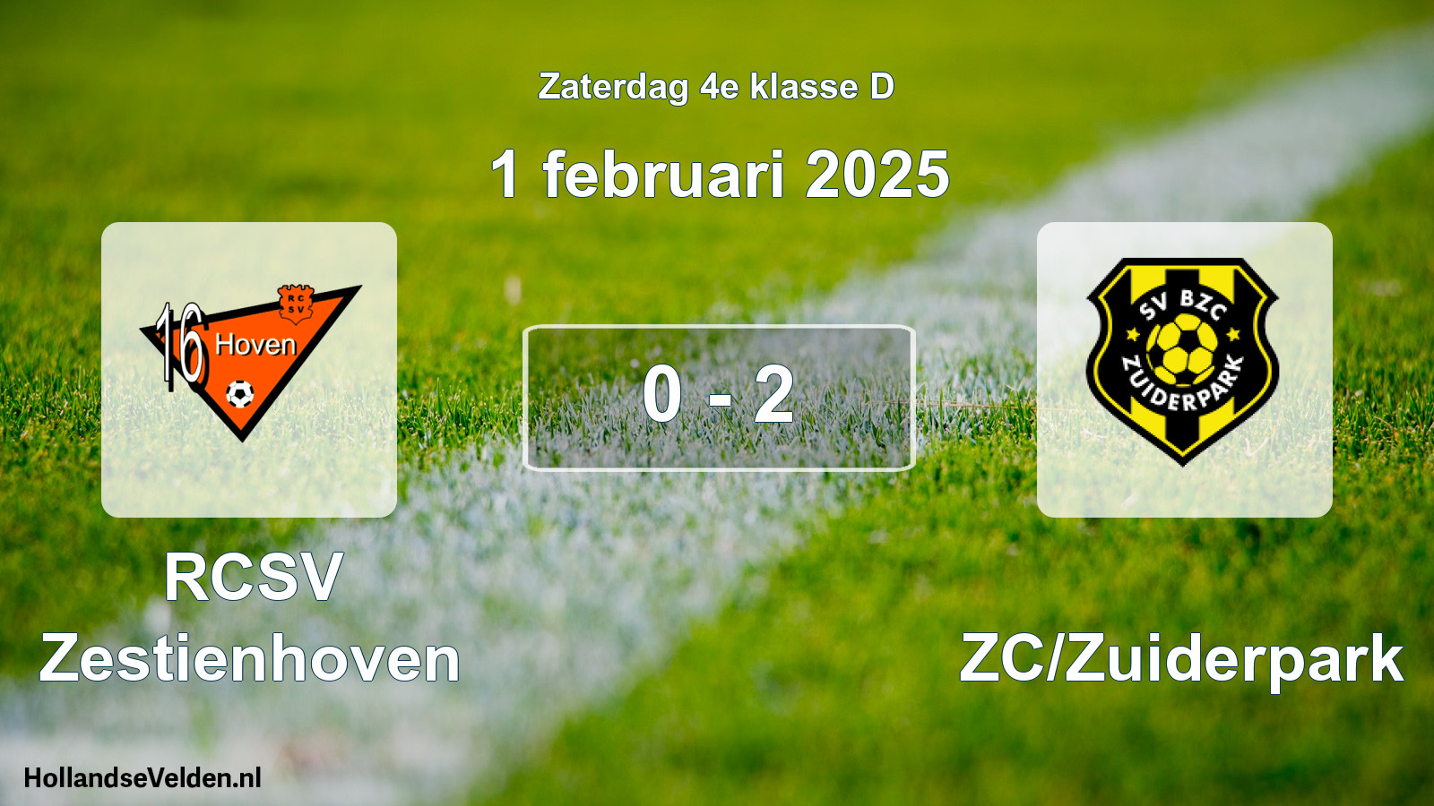 Total number of matches played: RCSV Zestienhoven - BZC/Zuiderpark 0 - 2 (1 February 2025)