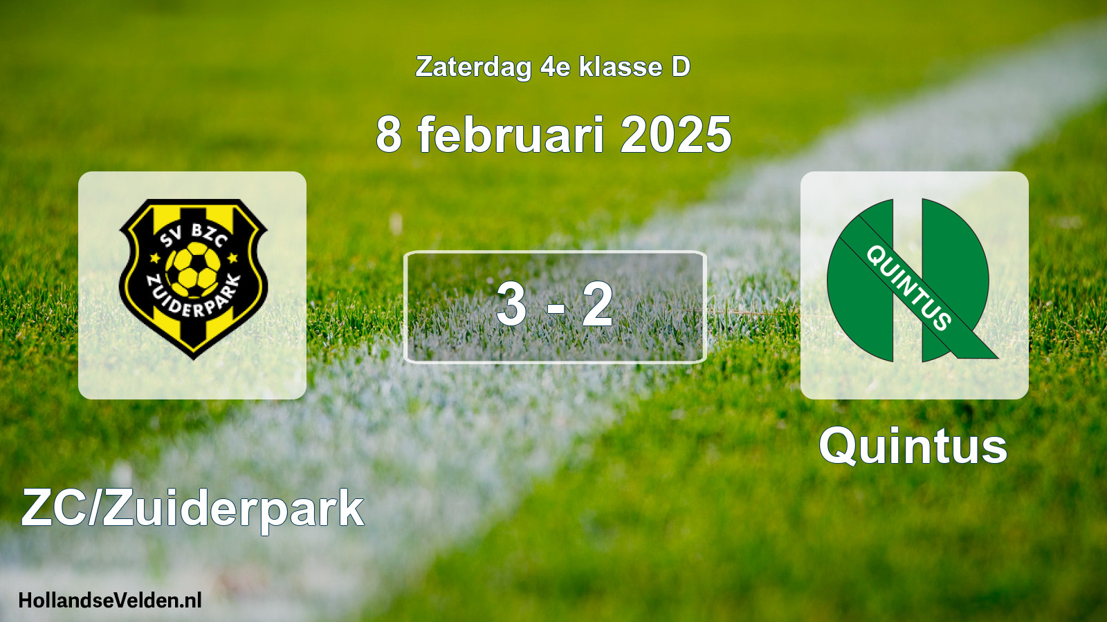 Total number of matches played: BZC/Zuiderpark - Quintus 3 - 2 (8 February 2025)