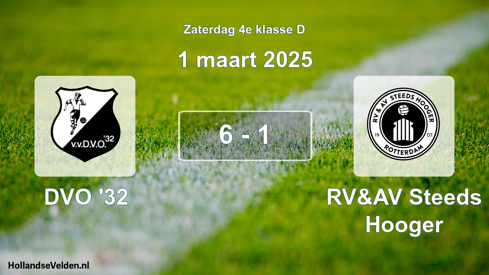 Total number of matches played: DVO '32 - RV&AV Steeds Hooger 6 - 1 (1 March 2025)