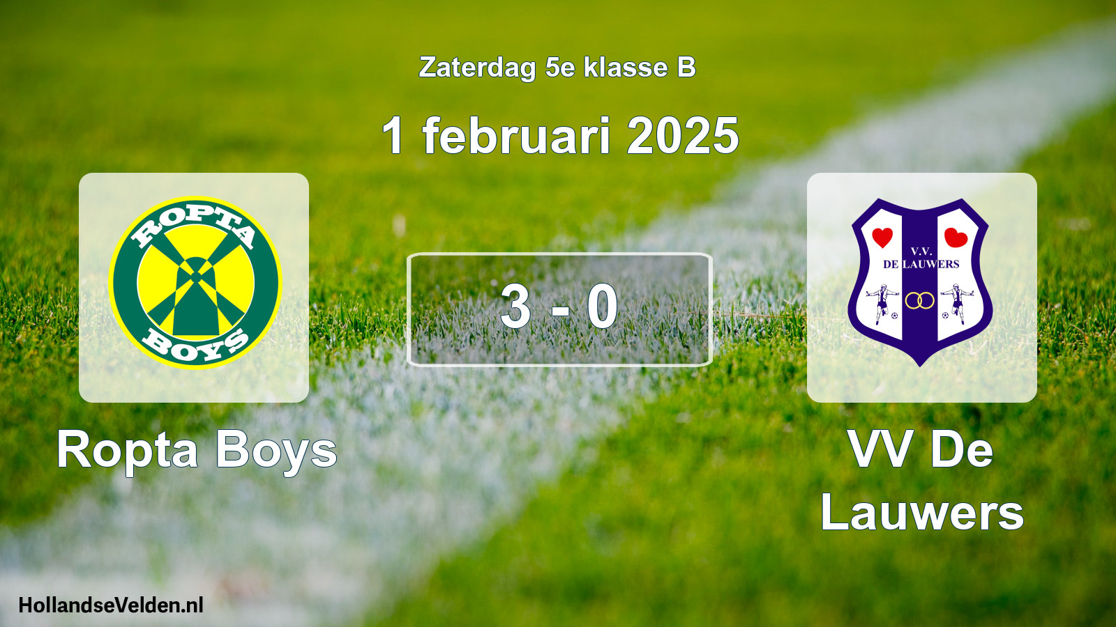 Total number of matches played: Ropta Boys - VV De Lauwers 3 - 0 (1 February 2025)