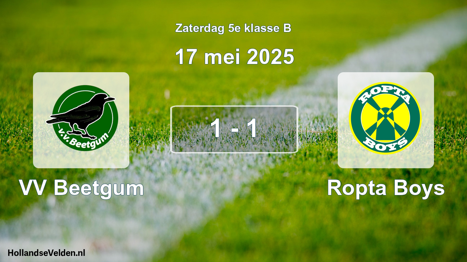 Total number of matches played: VV Beetgum - Ropta Boys 1 - 1 (17 May 2025)