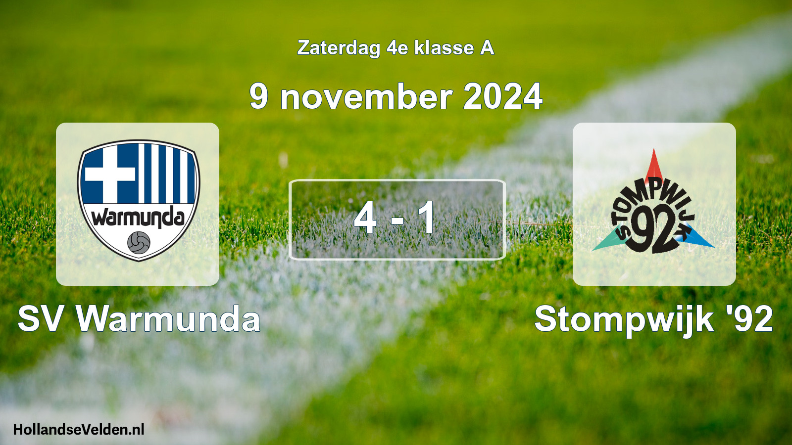 Total number of matches played: SV Warmunda - Stompwijk '92 4 - 1 (9 November 2024)