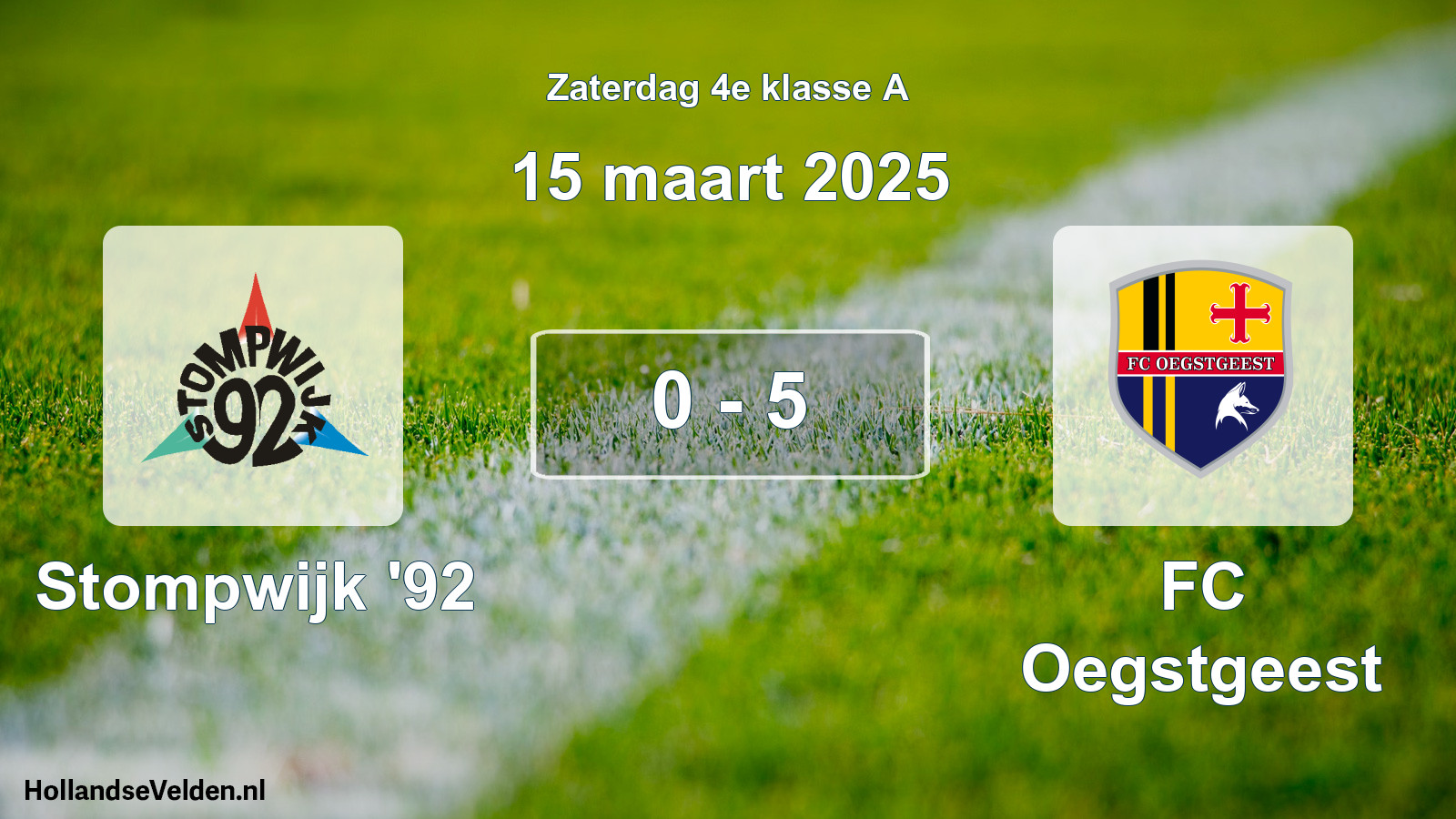 Total number of matches played: Stompwijk '92 - FC Oegstgeest 0 - 5 (15 March 2025)