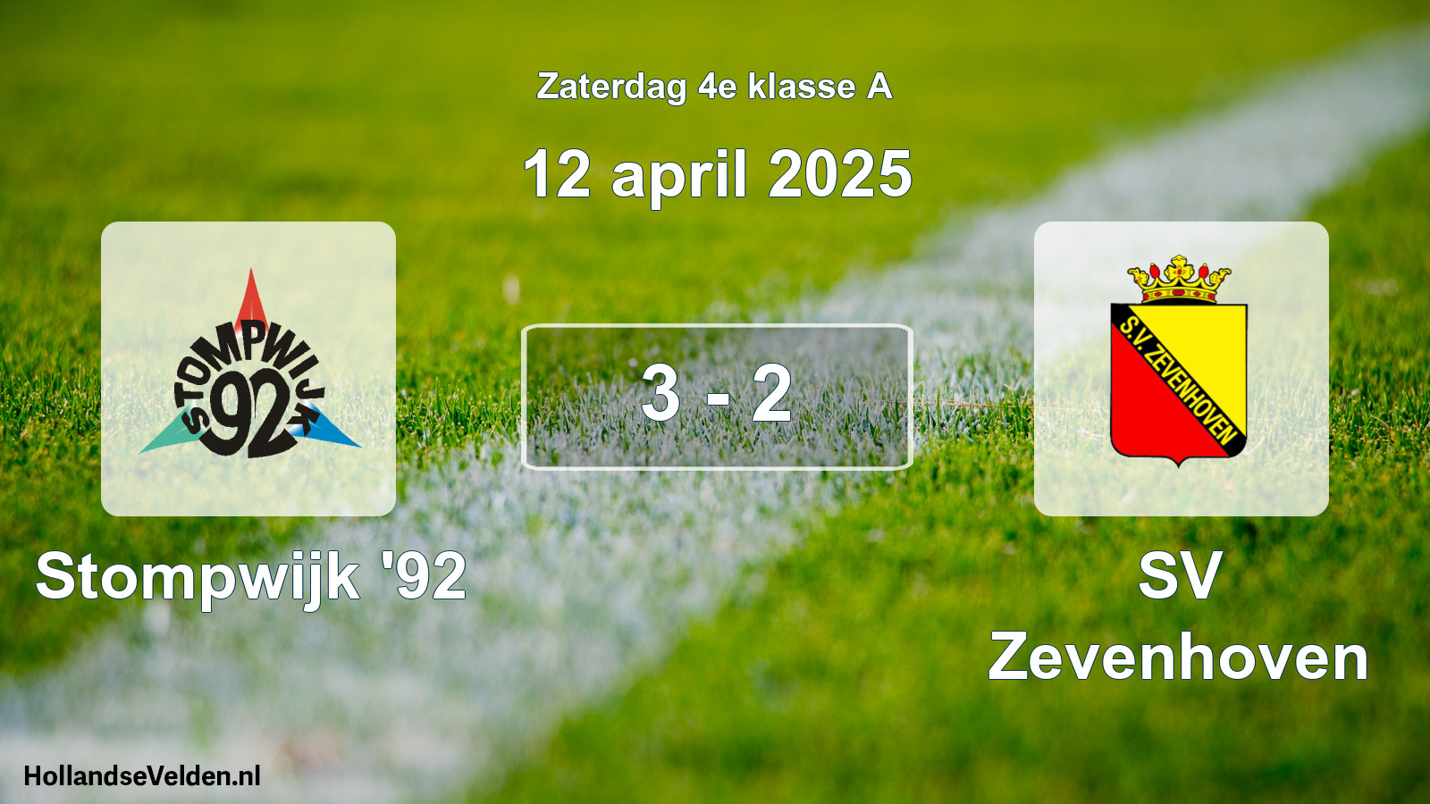 Total number of matches played: Stompwijk '92 - SV Zevenhoven 3 - 2 (12 April 2025)