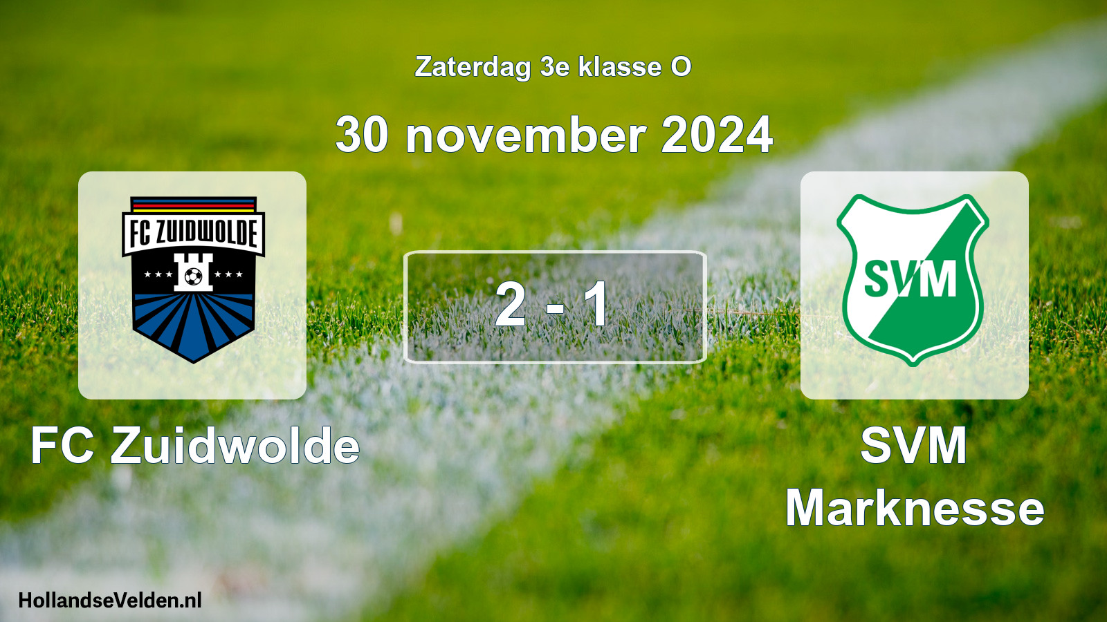 Total number of matches played: FC Zuidwolde - SVM Marknesse 2 - 1 (30 November 2024)