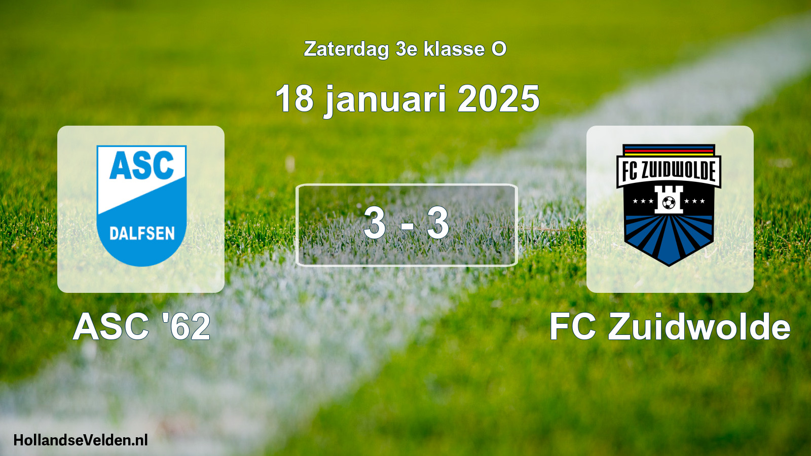 Total number of matches played: ASC '62 - FC Zuidwolde 3 - 3 (18 January 2025)