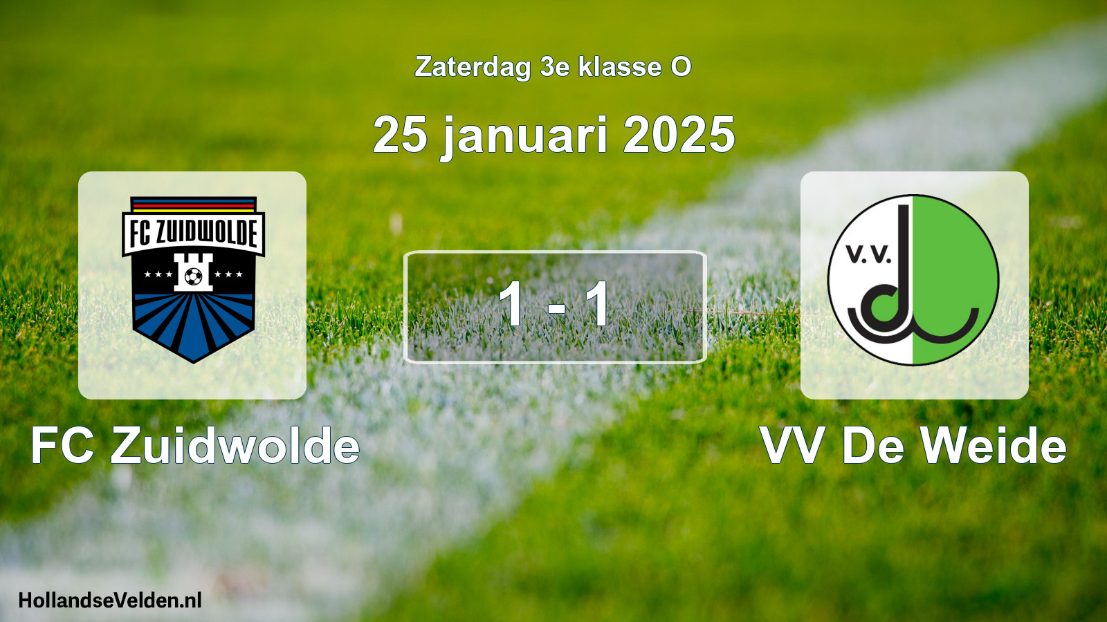 Total number of matches played: FC Zuidwolde - VV De Weide 1 - 1 (25 January 2025)