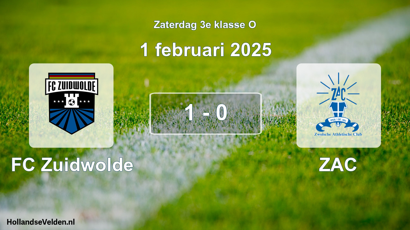 Total number of matches played: FC Zuidwolde - ZAC 1 - 0 (1 February 2025)