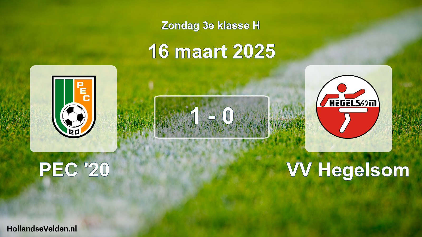 Total number of matches played: PEC '20 - VV Hegelsom 1 - 0 (16 March 2025)
