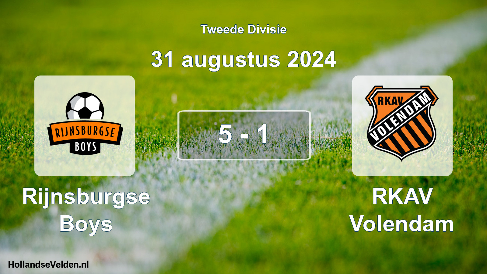 Total number of matches played: Rijnsburgse Boys - RKAV Volendam 5 - 1 (31 August 2024)