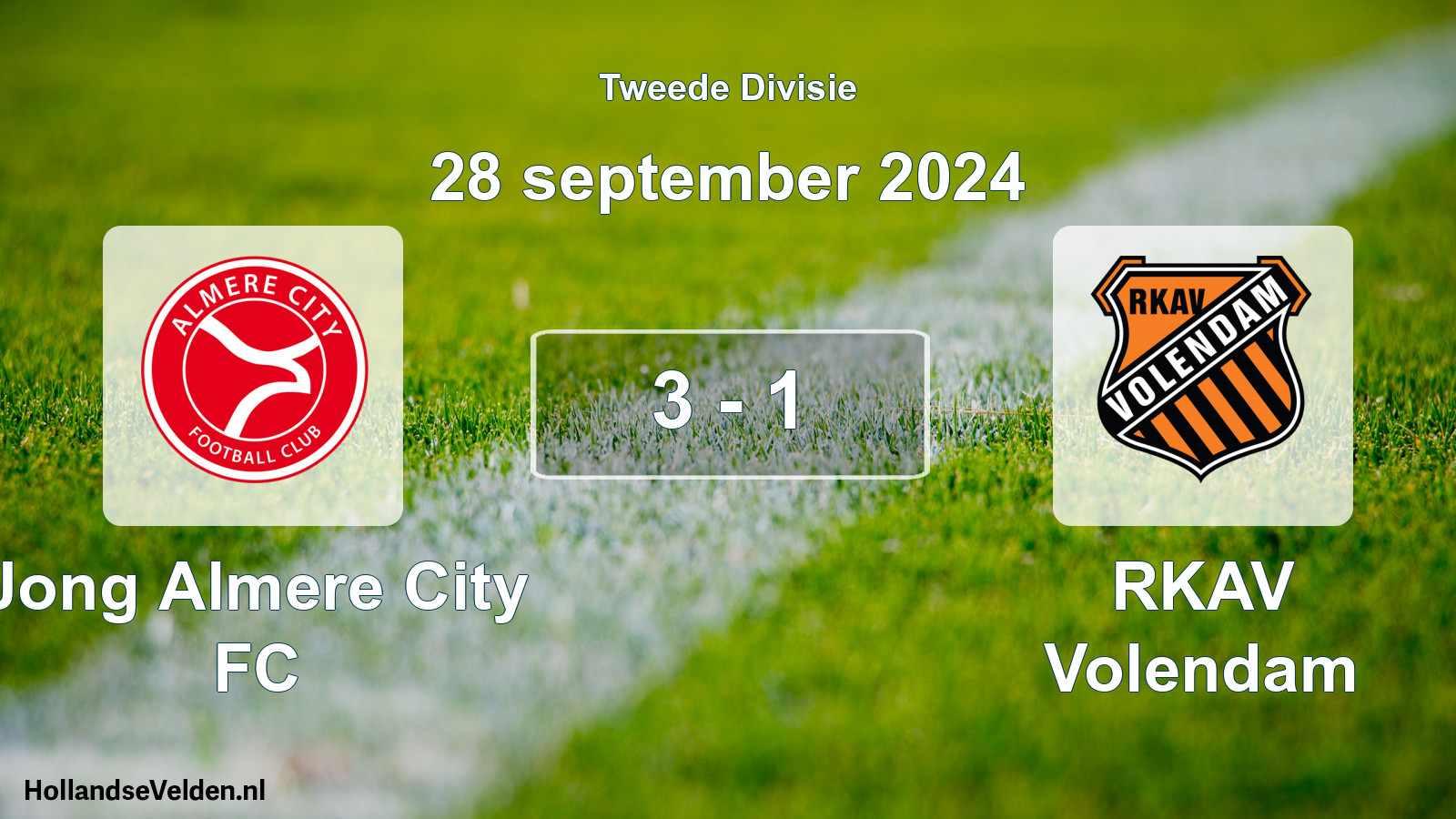 Total number of matches played: Jong Almere City FC - RKAV Volendam 3 - 1 (28 September 2024)