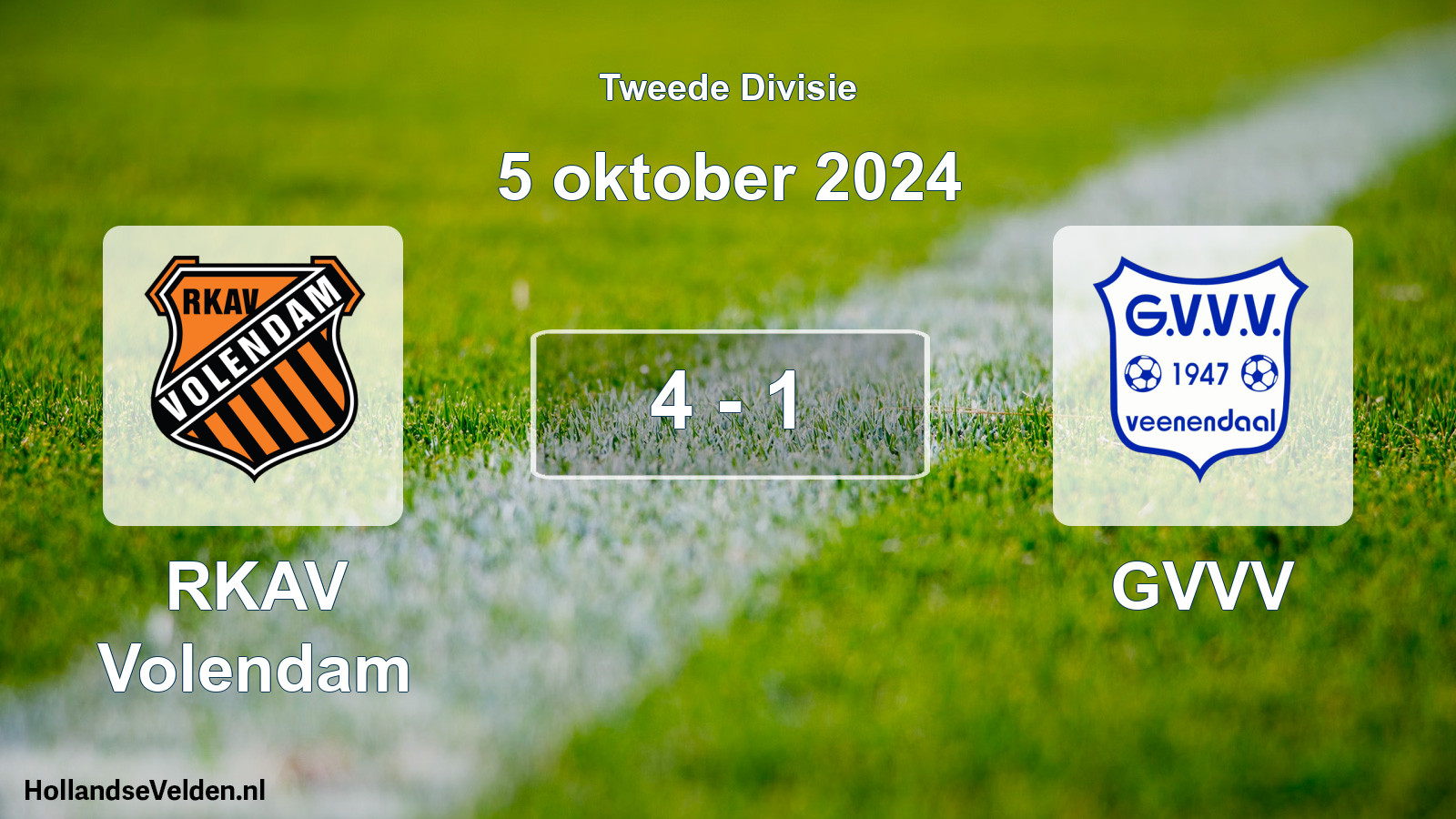 Total number of matches played: RKAV Volendam - GVVV 4 - 1 (5 October 2024)