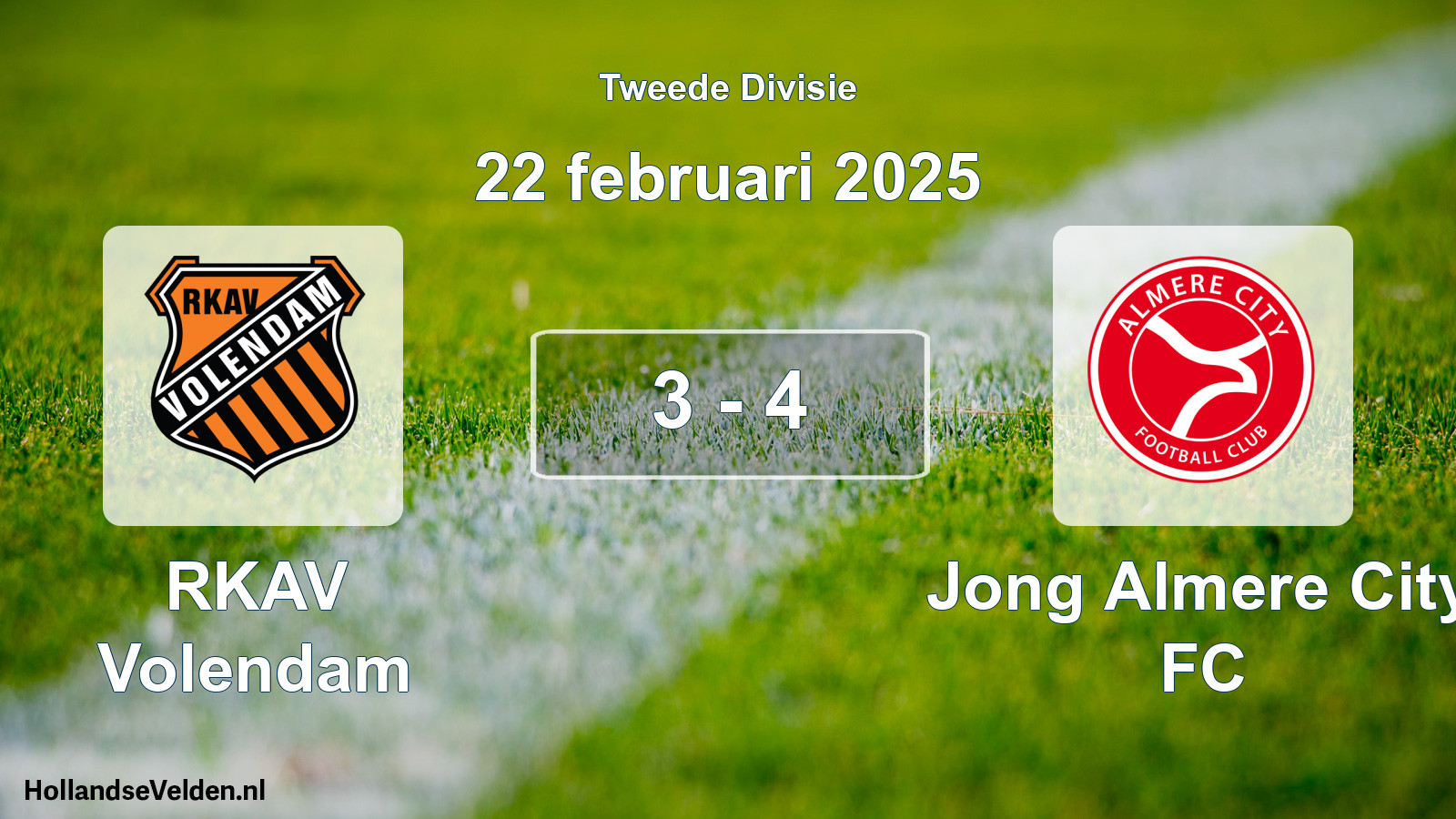 Total number of matches played: RKAV Volendam - Jong Almere City FC 3 - 4 (22 February 2025)