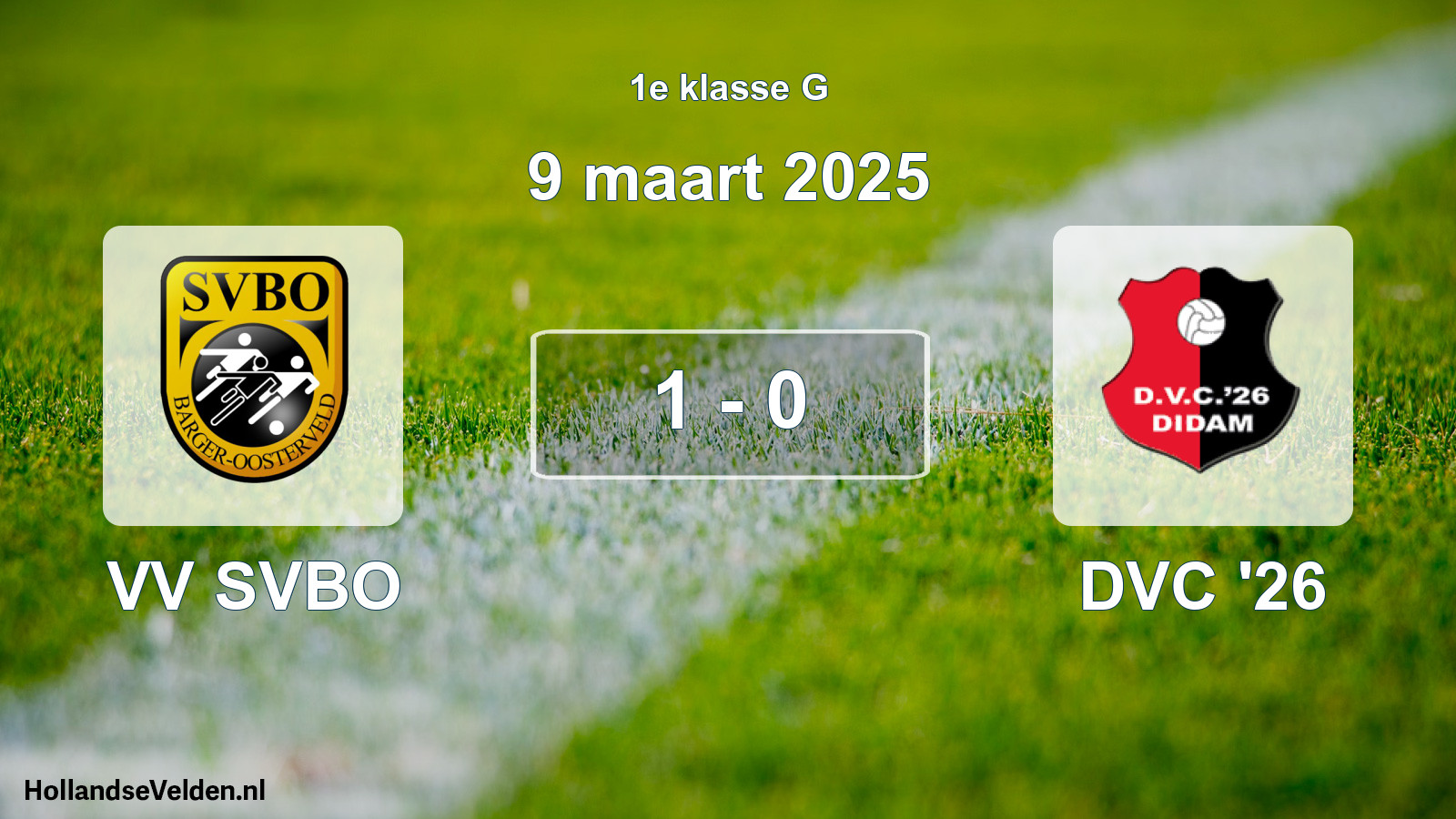 Total number of matches played: VV SVBO - DVC '26 1 - 0 (9 March 2025)