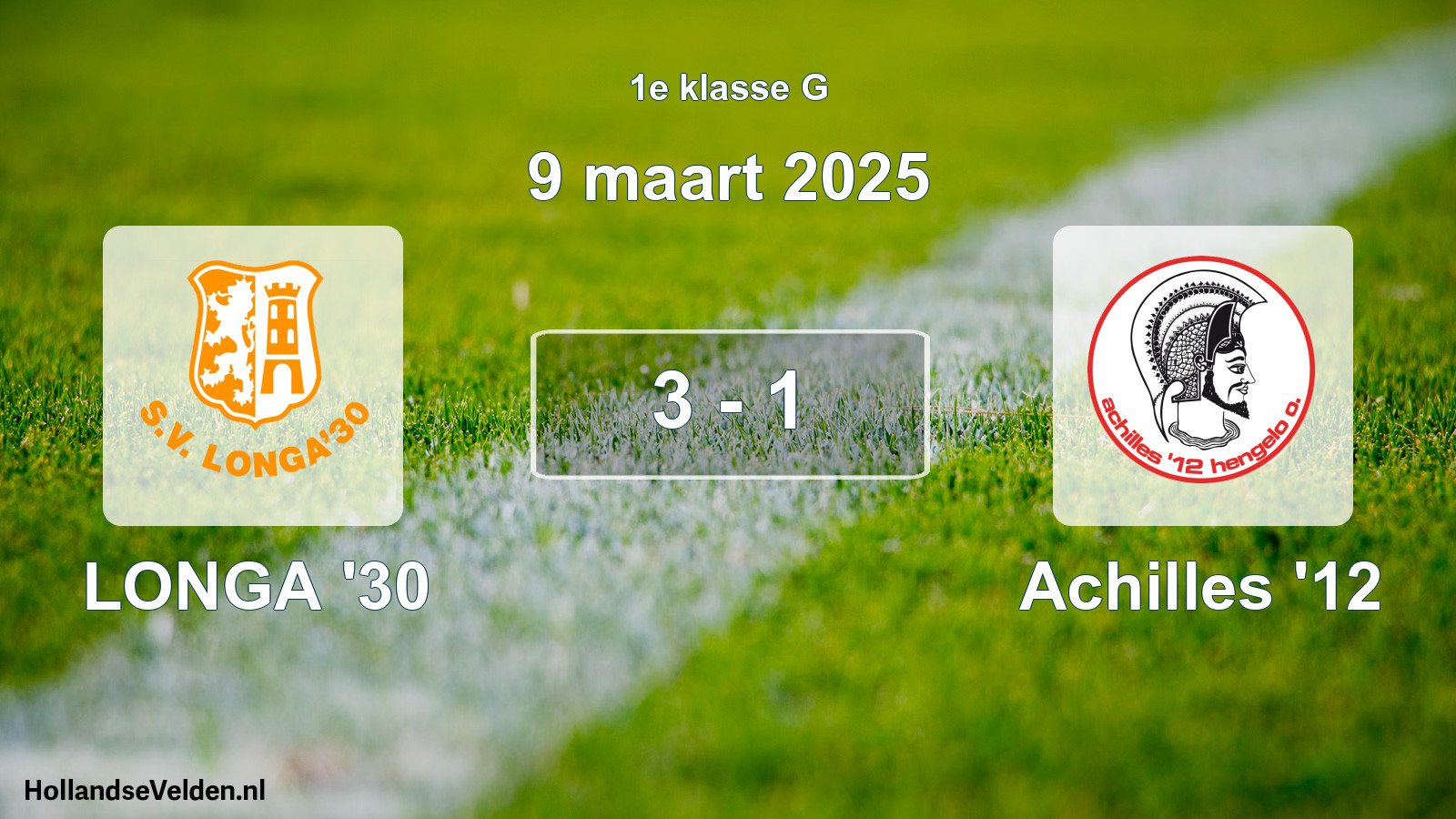 Total number of matches played: LONGA '30 - Achilles '12 3 - 1 (9 March 2025)