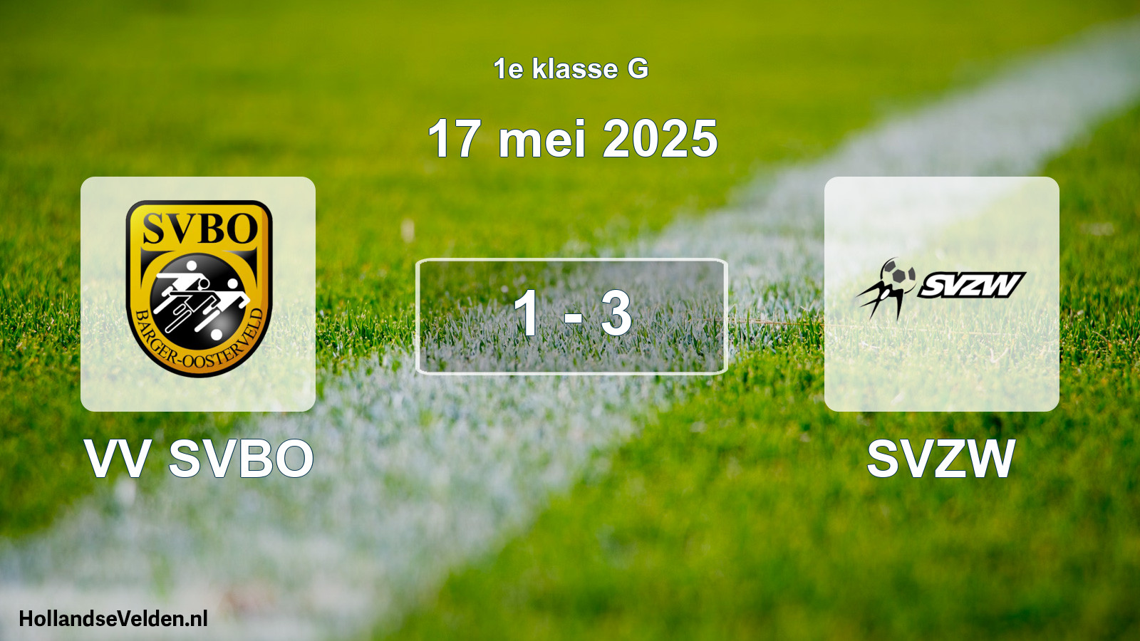 Total number of matches played: VV SVBO - SVZW 1 - 3 (17 May 2025)