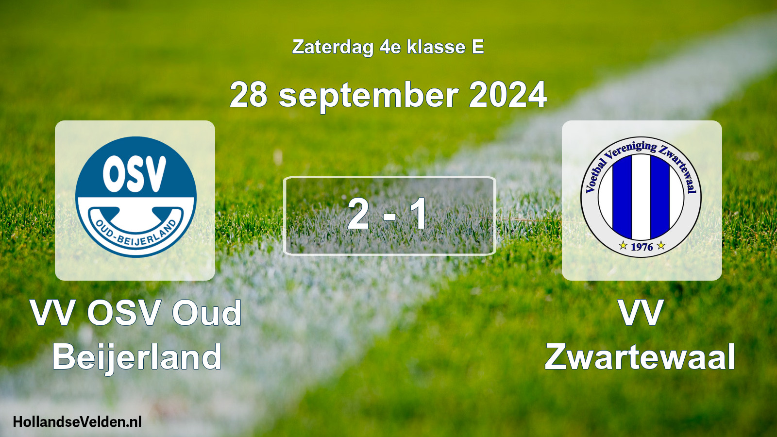 Total number of matches played: VV OSV Oud Beijerland - VV Zwartewaal 2 - 1 (28 September 2024)