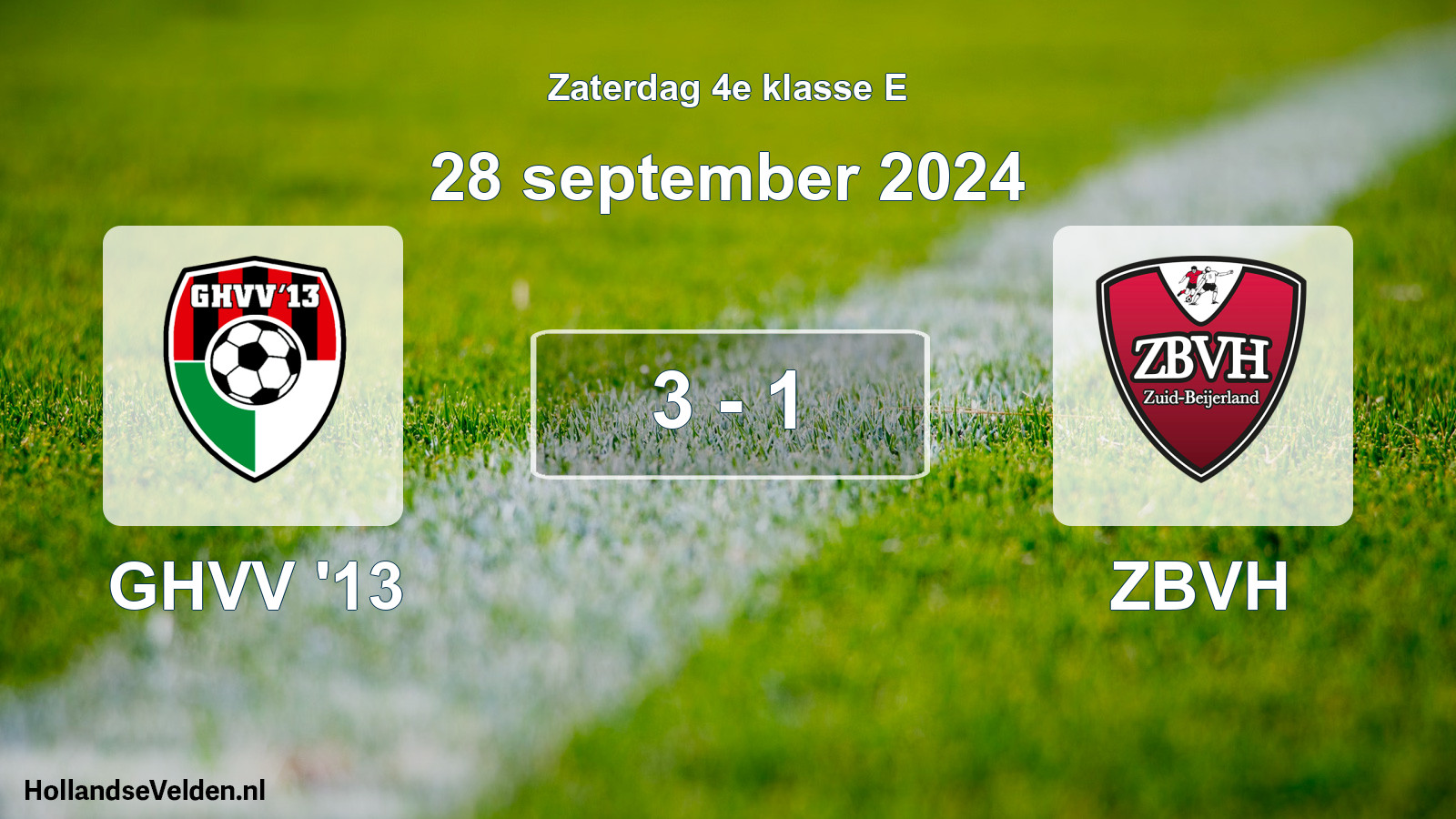 Total number of matches played: GHVV '13 - ZBVH 3 - 1 (28 September 2024)