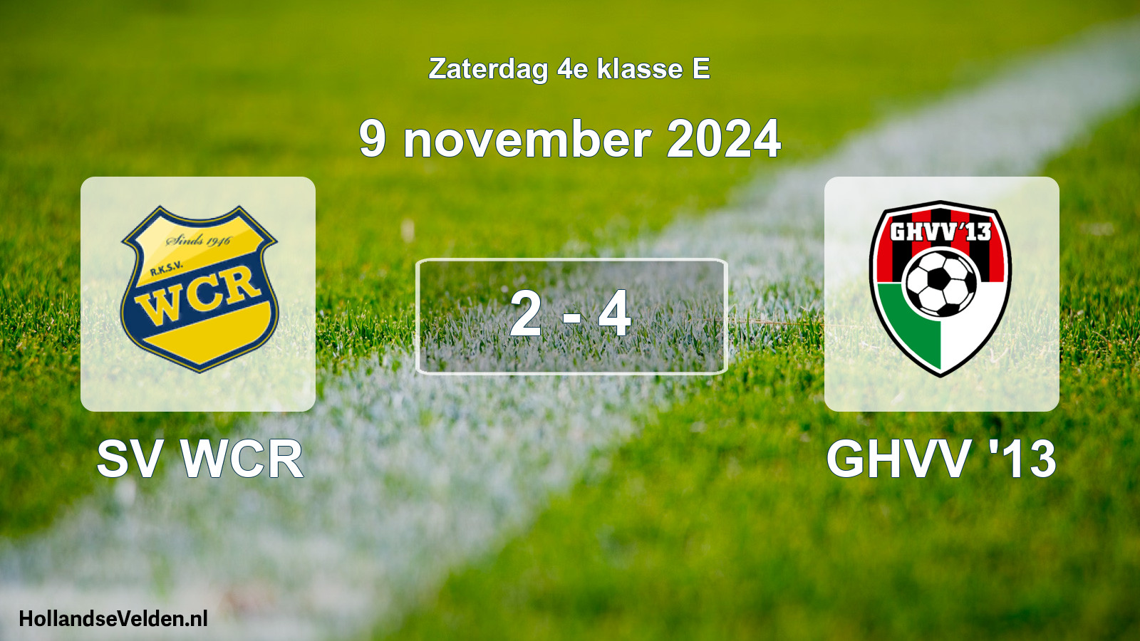 Total number of matches played: SV WCR - GHVV '13 2 - 4 (9 November 2024)