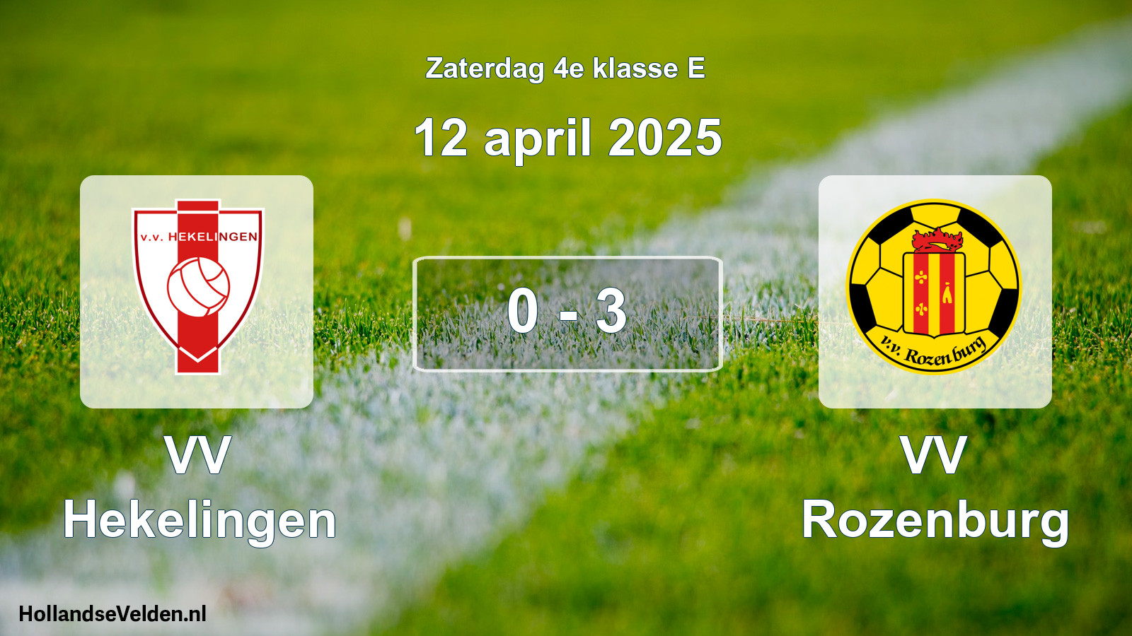 Total number of matches played: VV Hekelingen - VV Rozenburg 0 - 3 (12 April 2025)