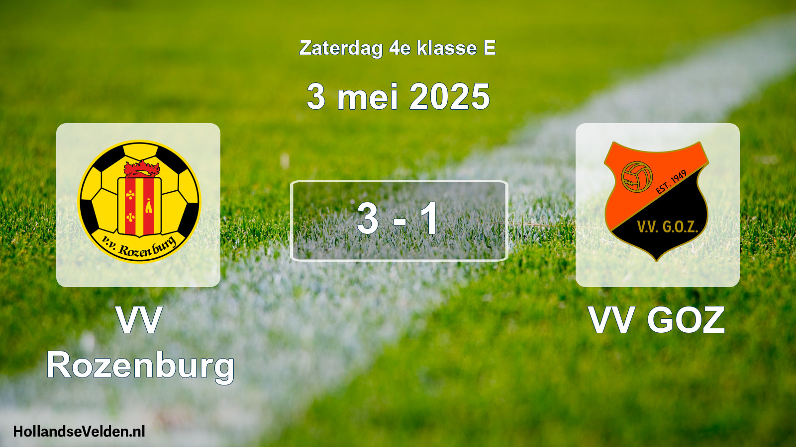 Total number of matches played: VV Rozenburg - VV GOZ 3 - 1 (3 May 2025)