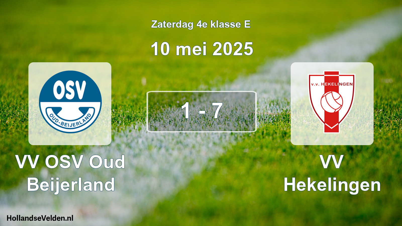 Total number of matches played: VV OSV Oud Beijerland - VV Hekelingen 1 - 7 (10 May 2025)