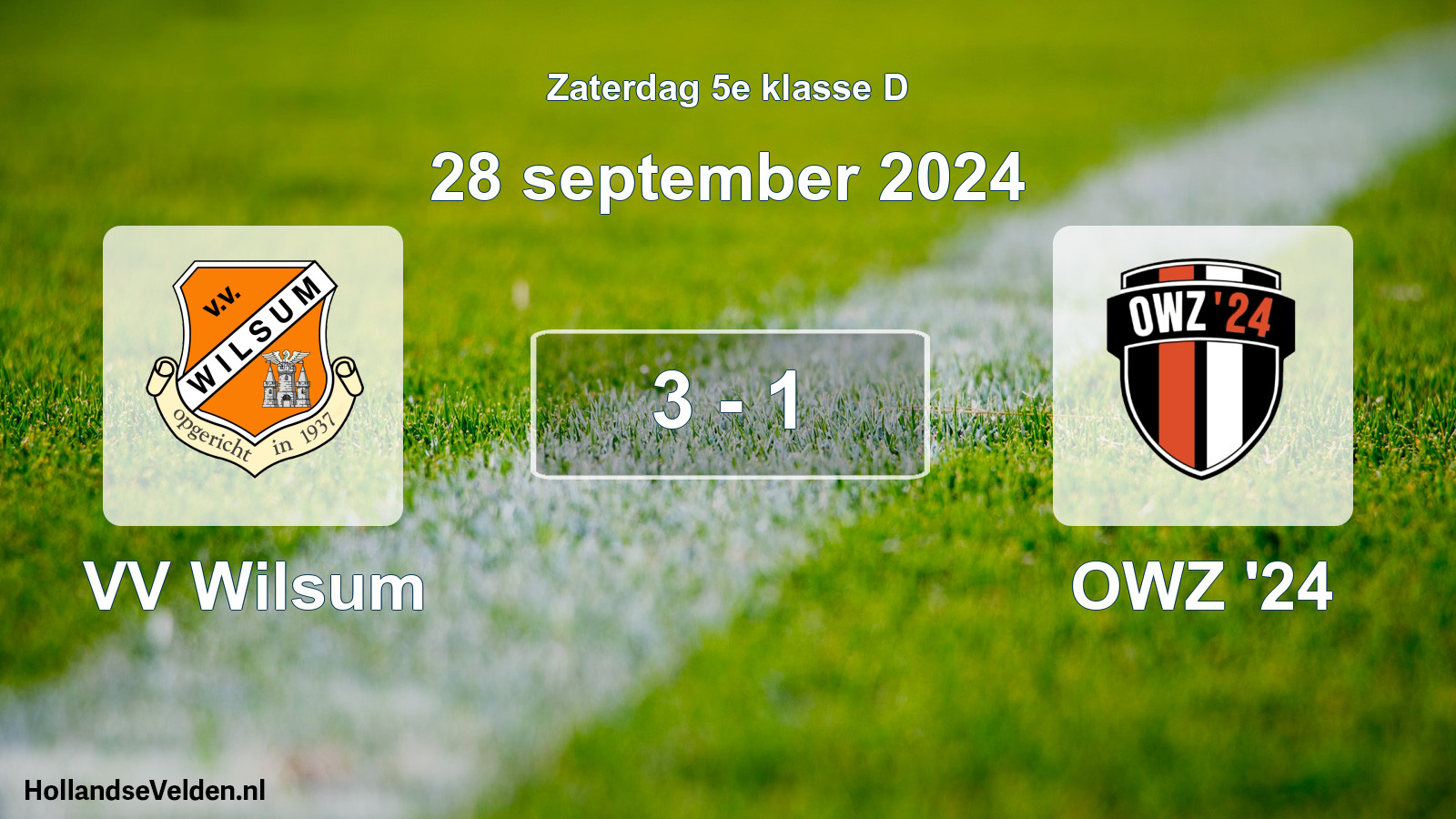 Total number of matches played: VV Wilsum - OWZ '24 3 - 1 (28 September 2024)