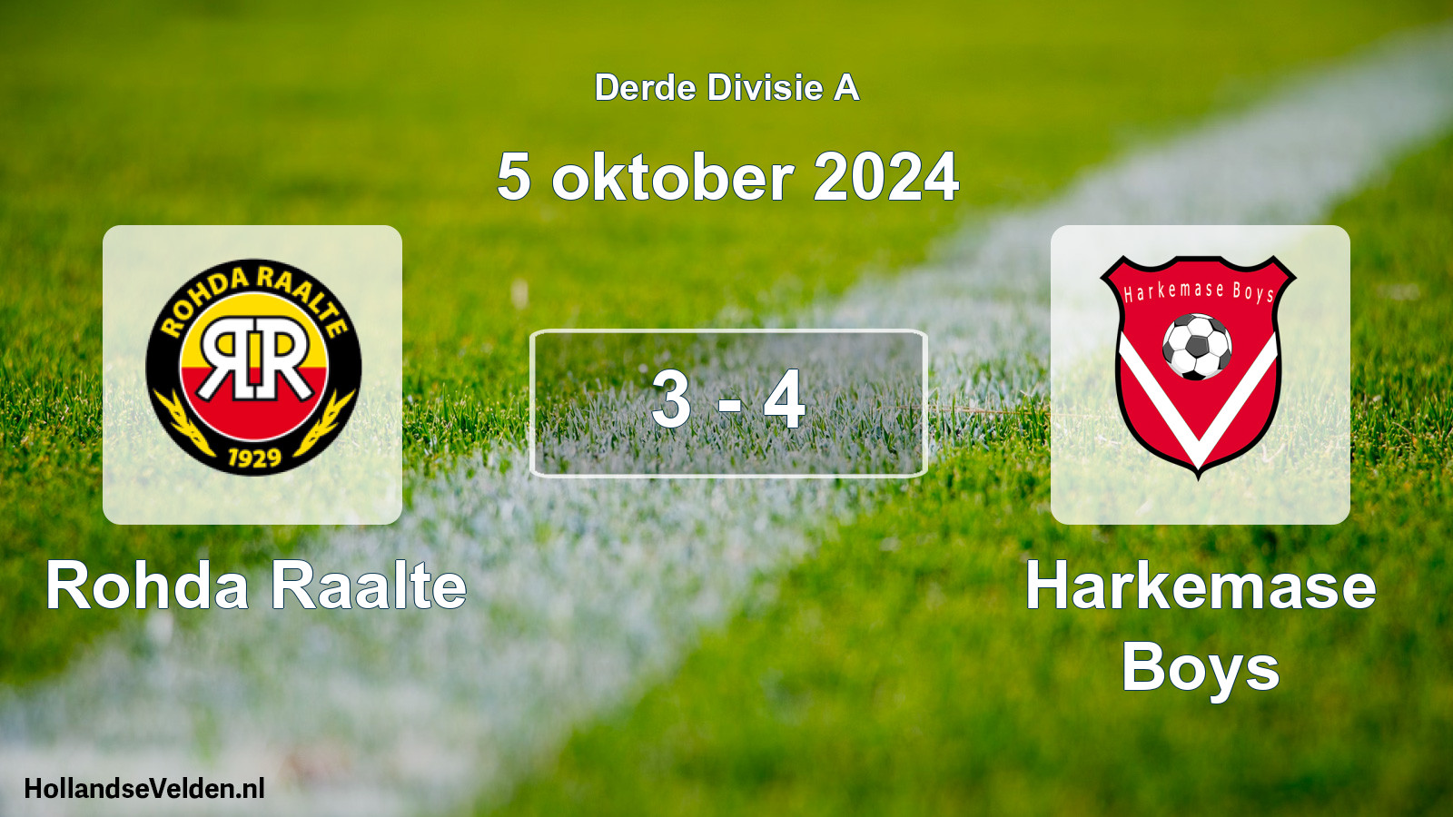 Total number of matches played: Rohda Raalte - Harkemase Boys 3 - 4 (5 October 2024)