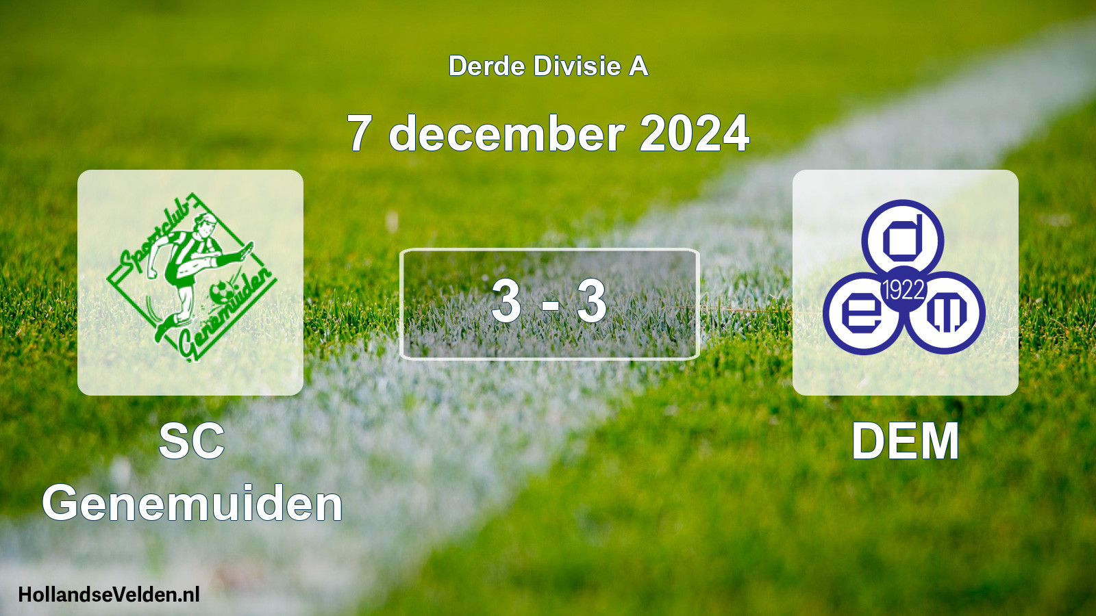 Total number of matches played: SC Genemuiden - DEM 3 - 3 (7 December 2024)