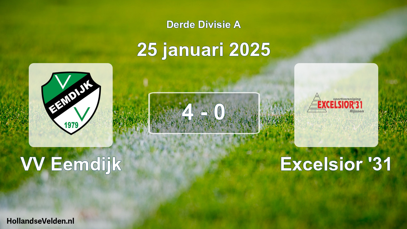 Total number of matches played: VV Eemdijk - Excelsior '31 4 - 0 (25 January 2025)