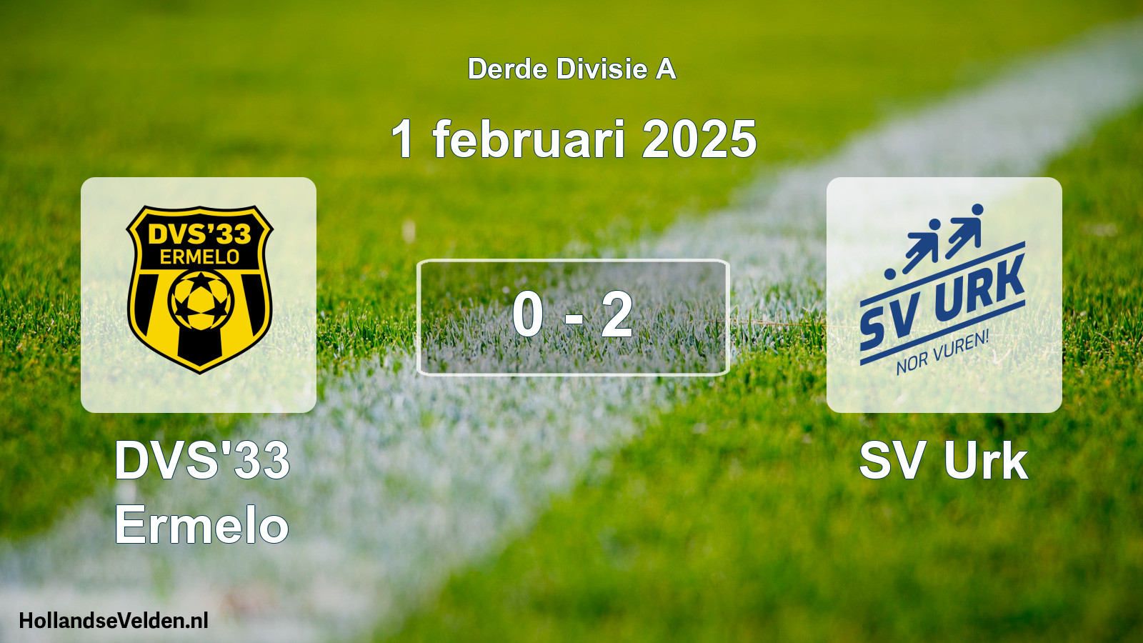 Total number of matches played: DVS'33 Ermelo - SV Urk 0 - 2 (1 February 2025)