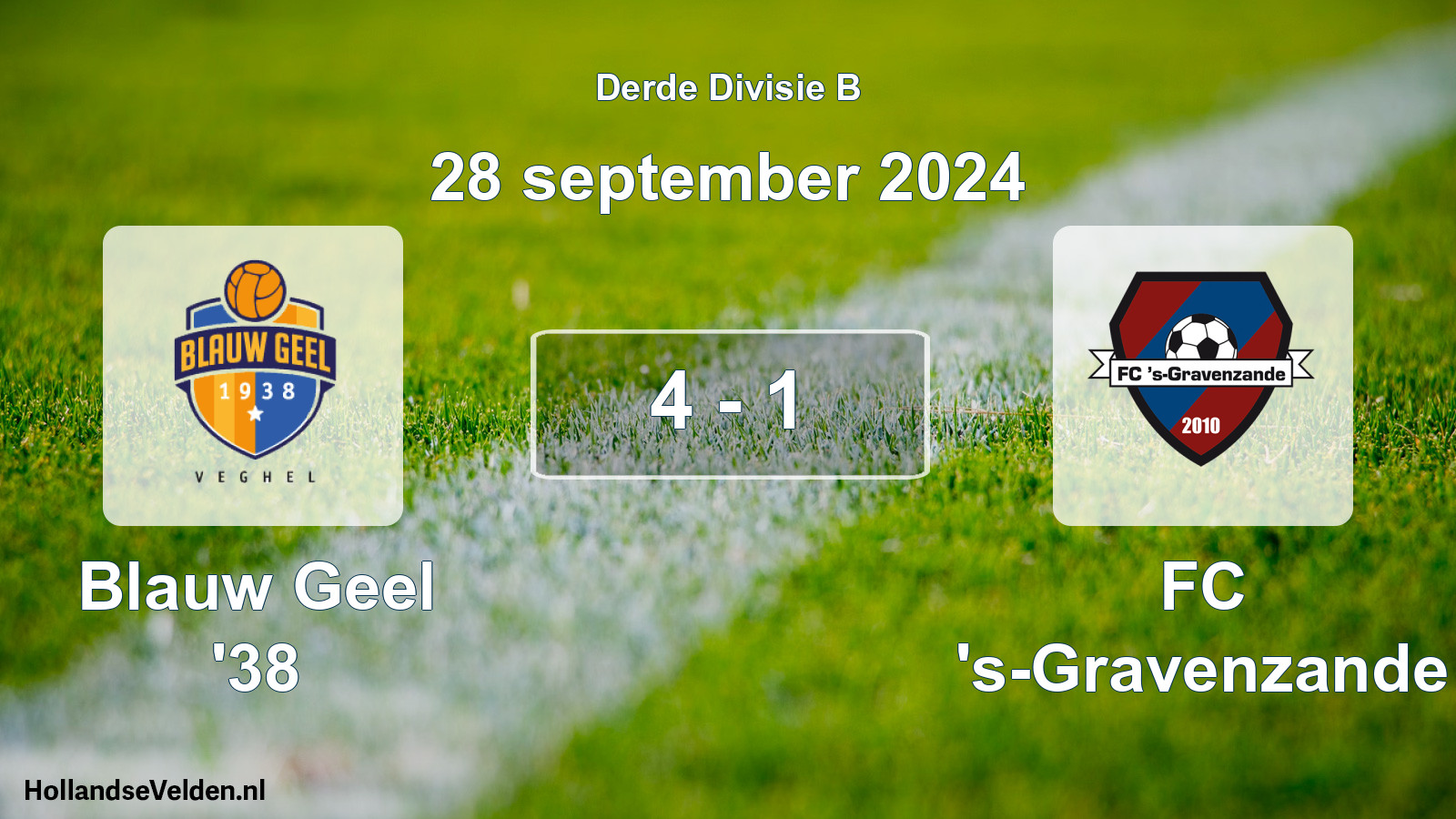 Total number of matches played: Blauw Geel '38 - FC 's-Gravenzande 4 - 1 (28 September 2024)
