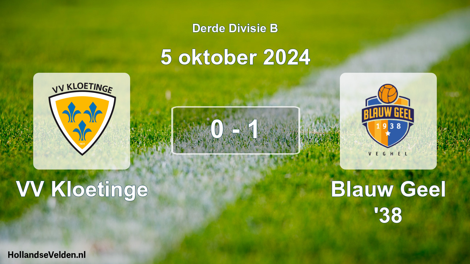 Total number of matches played: VV Kloetinge - Blauw Geel '38 0 - 1 (5 October 2024)