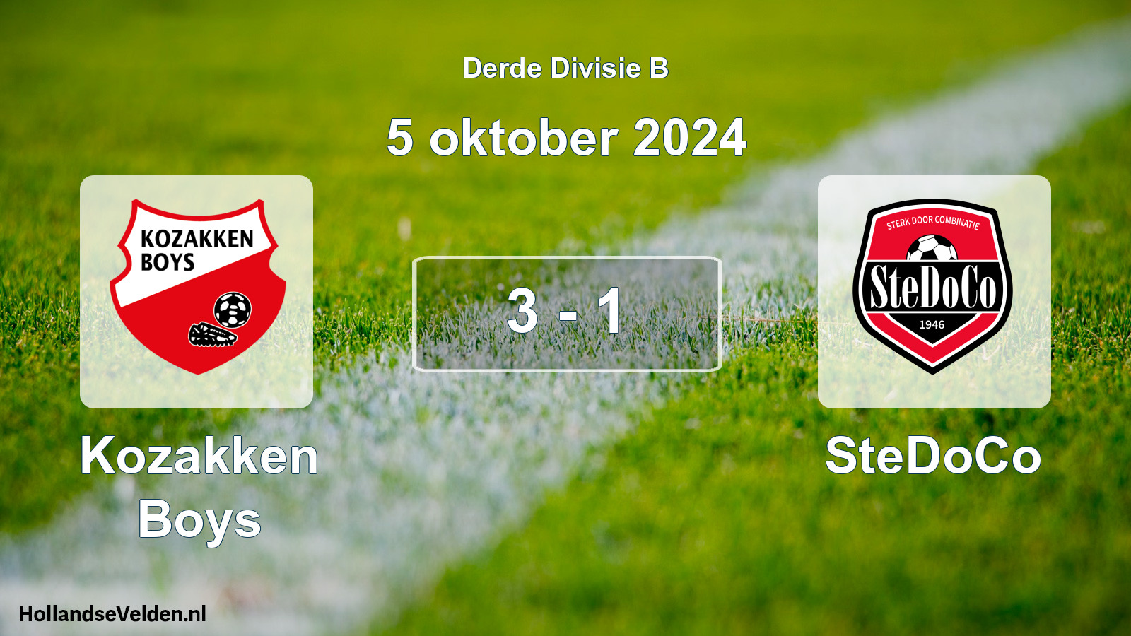 Total number of matches played: Kozakken Boys - SteDoCo 3 - 1 (5 October 2024)