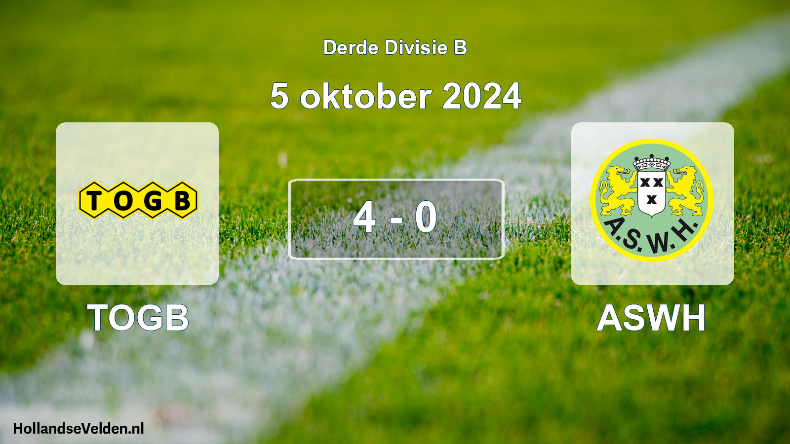 Total number of matches played: TOGB - ASWH 4 - 0 (5 October 2024)
