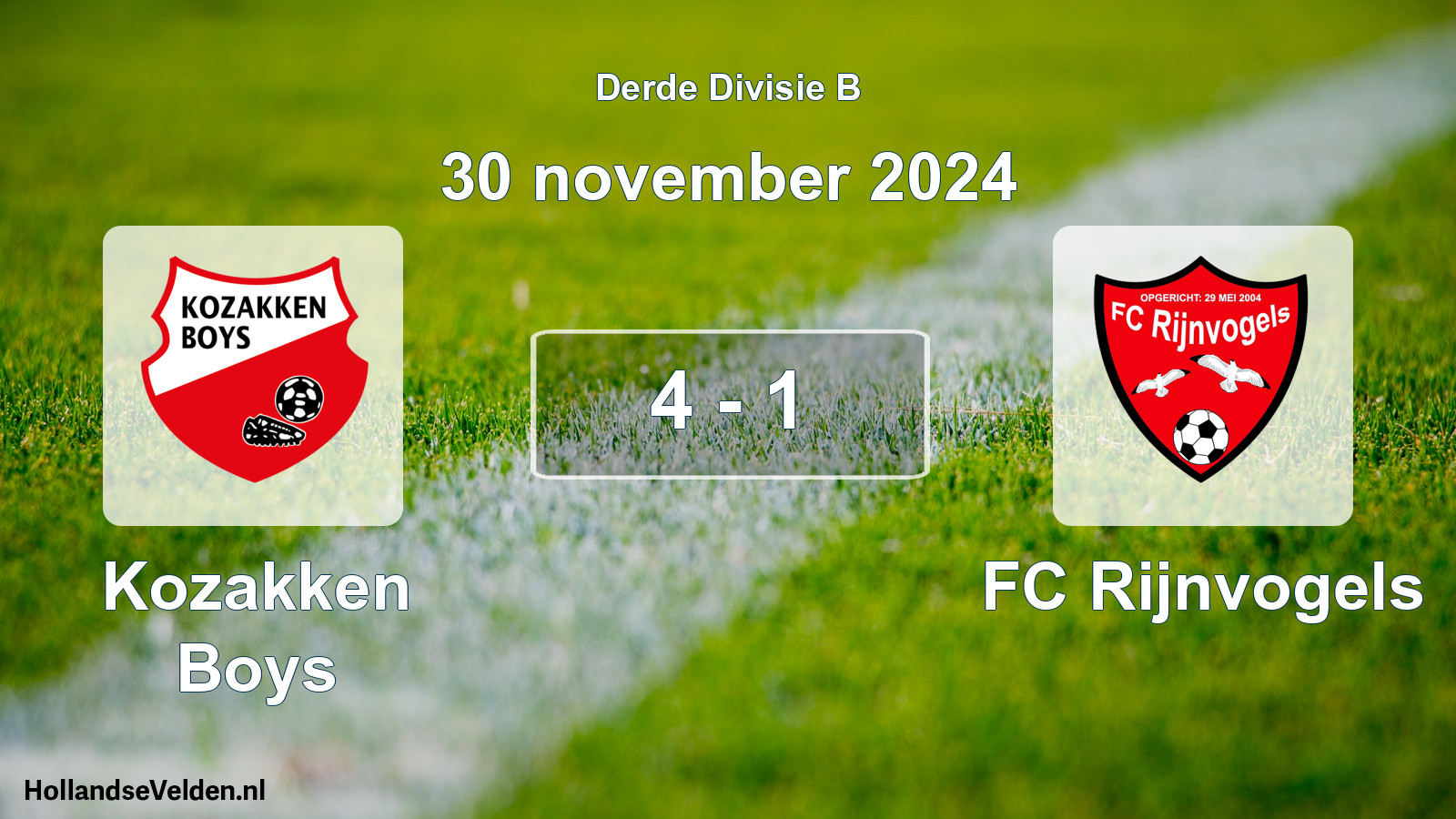 Total number of matches played: Kozakken Boys - FC Rijnvogels 4 - 1 (30 November 2024)