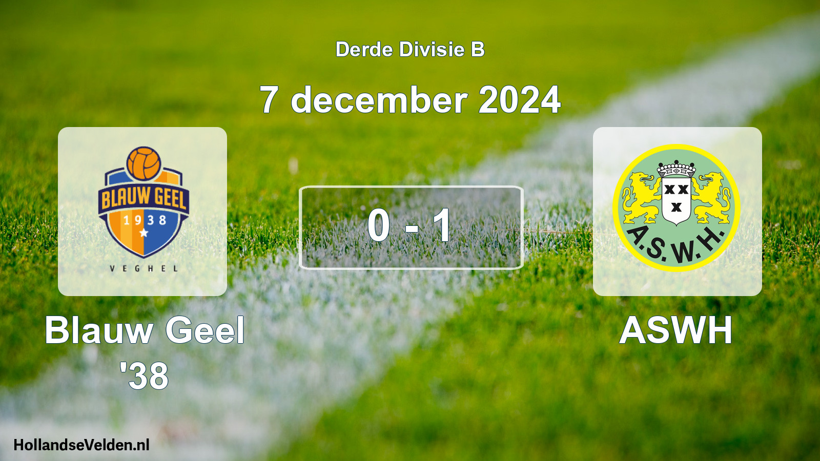 Total number of matches played: Blauw Geel '38 - ASWH 0 - 1 (7 December 2024)