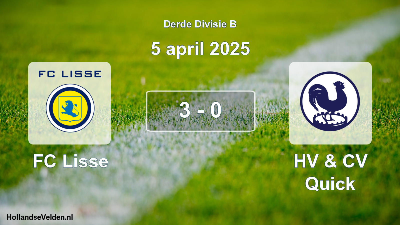 Total number of matches played: FC Lisse - HV & CV Quick 3 - 0 (5 April 2025)