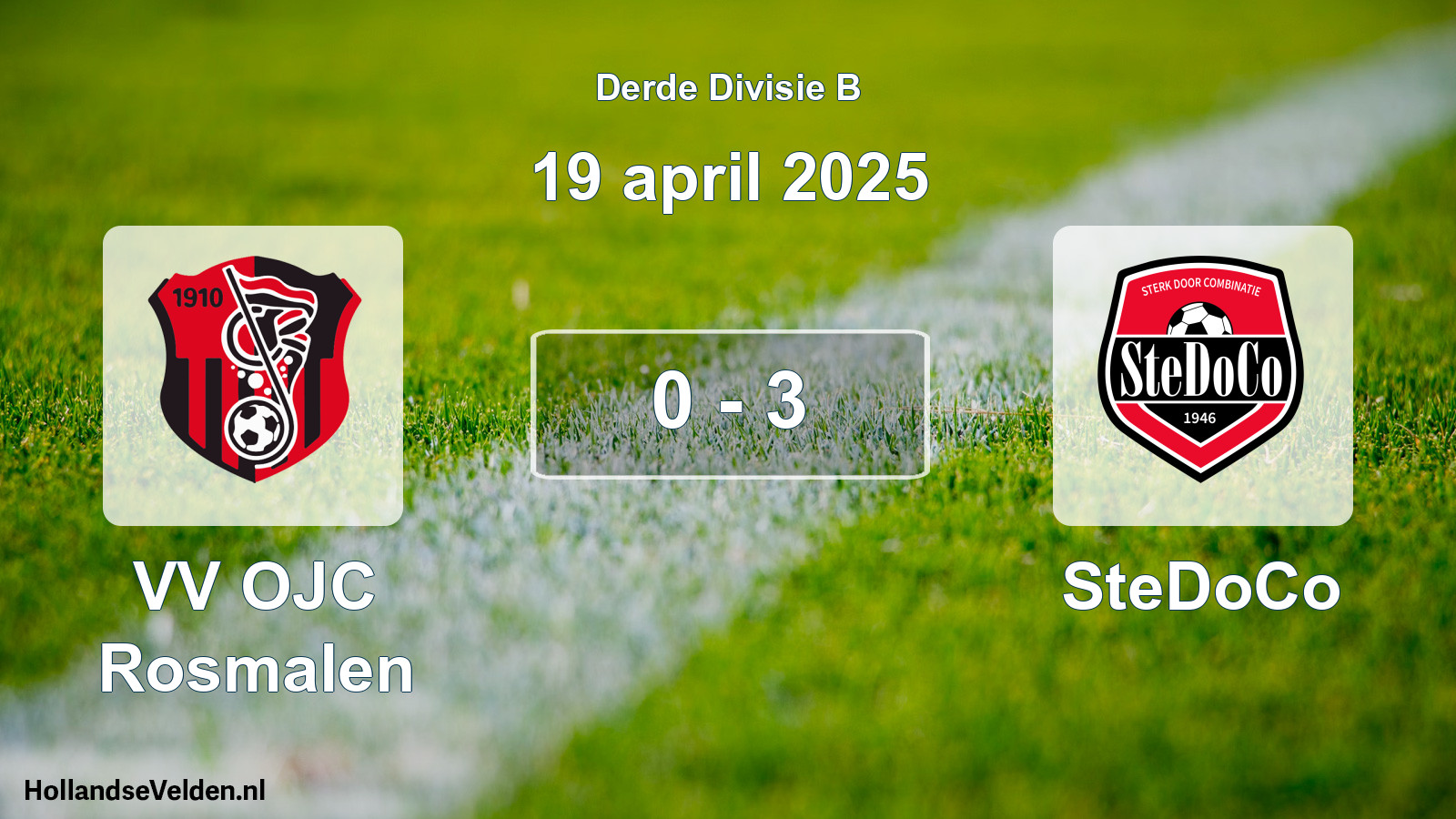 Total number of matches played: VV OJC Rosmalen - SteDoCo 0 - 3 (19 April 2025)