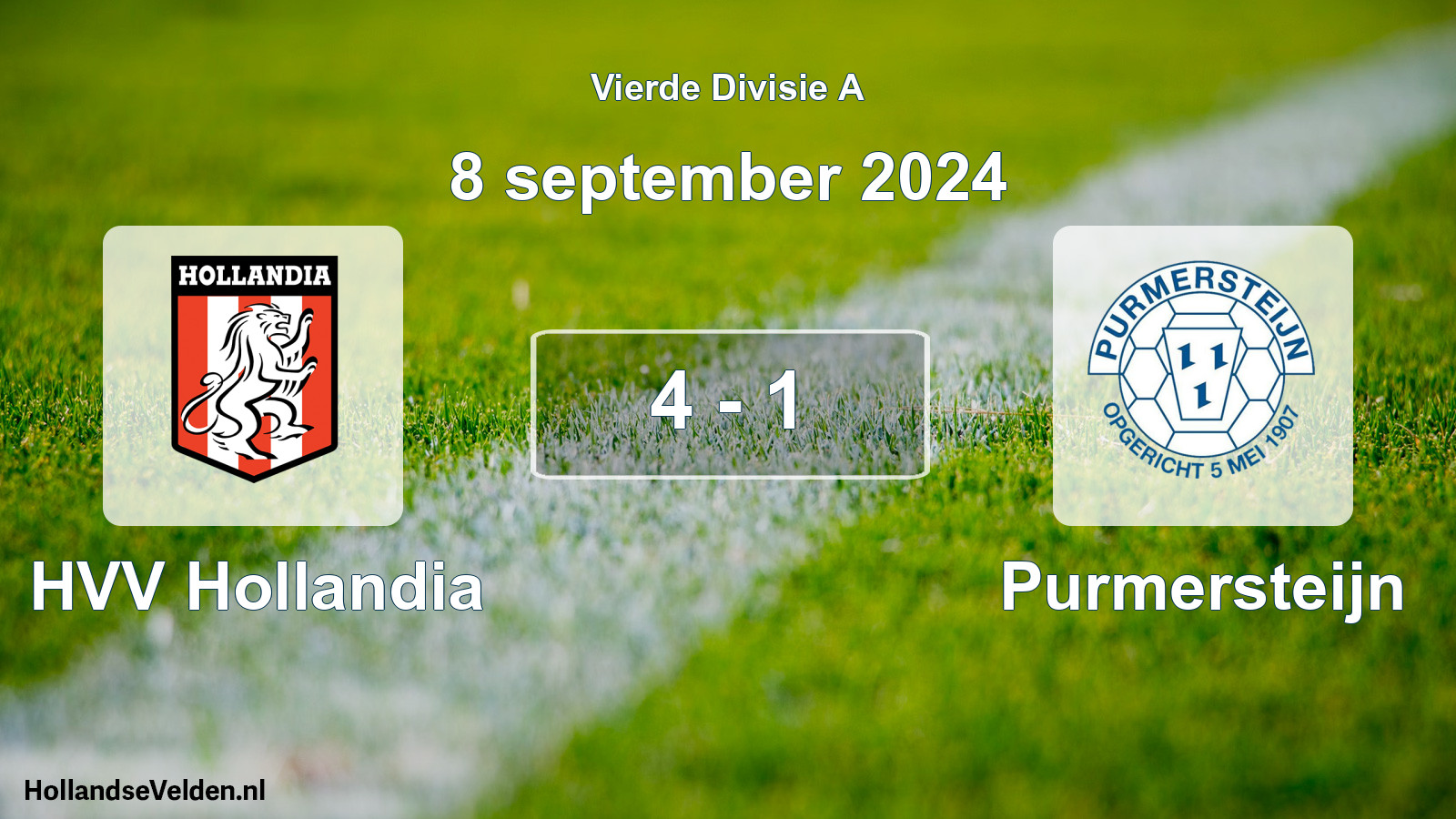 Total number of matches played: HVV Hollandia - Purmersteijn 4 - 1 (8 September 2024)