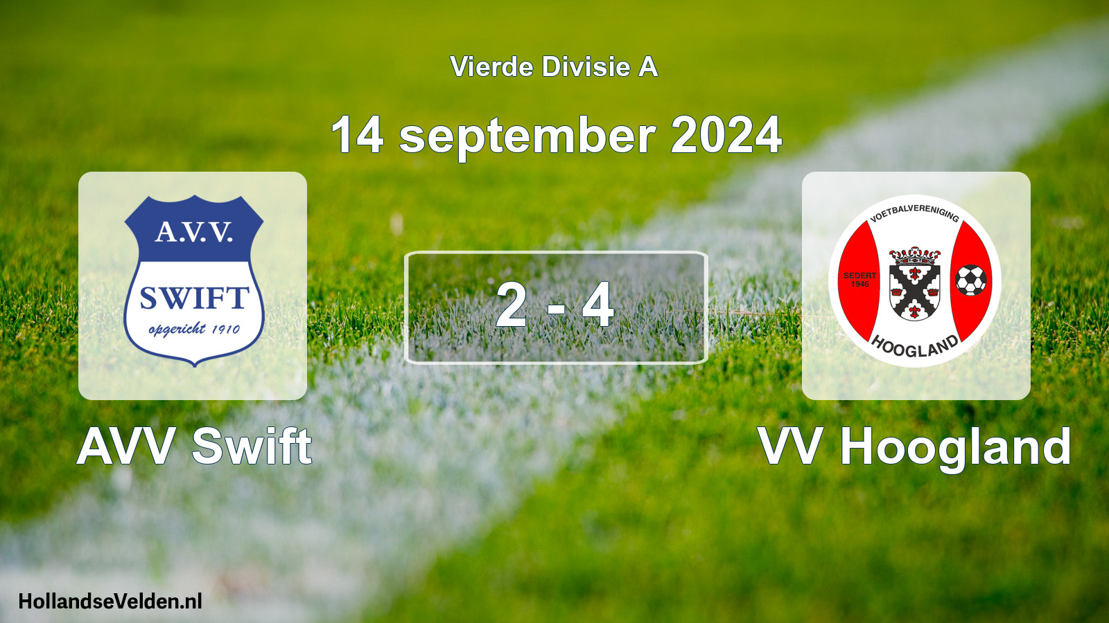 Total number of matches played: AVV Swift - VV Hoogland 2 - 4 (14 September 2024)